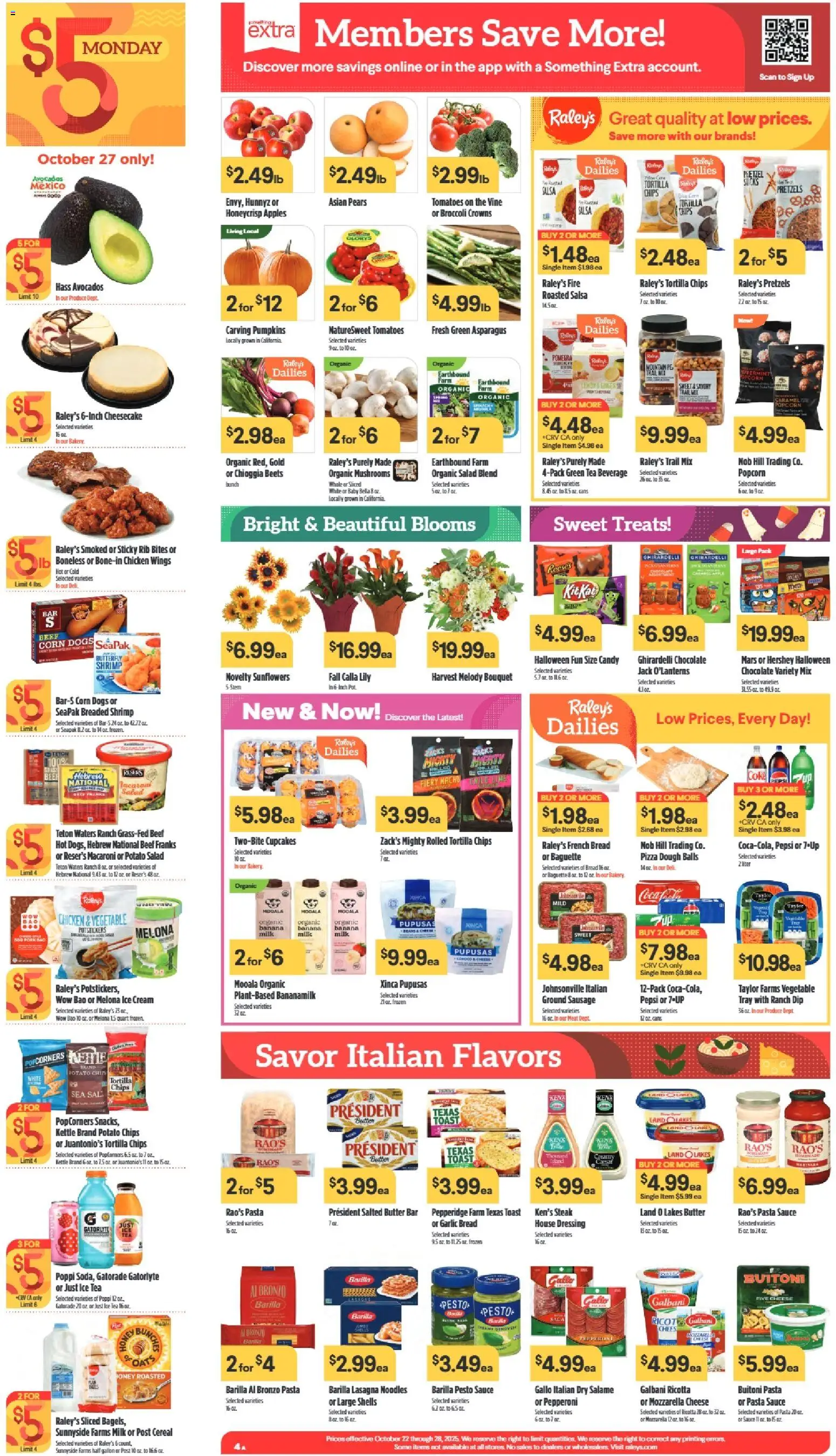 Raley's Weekly Ad - valid from 22.10.2025 | Page: 4 | Products: Broccoli, Butter, Pizza, Beef