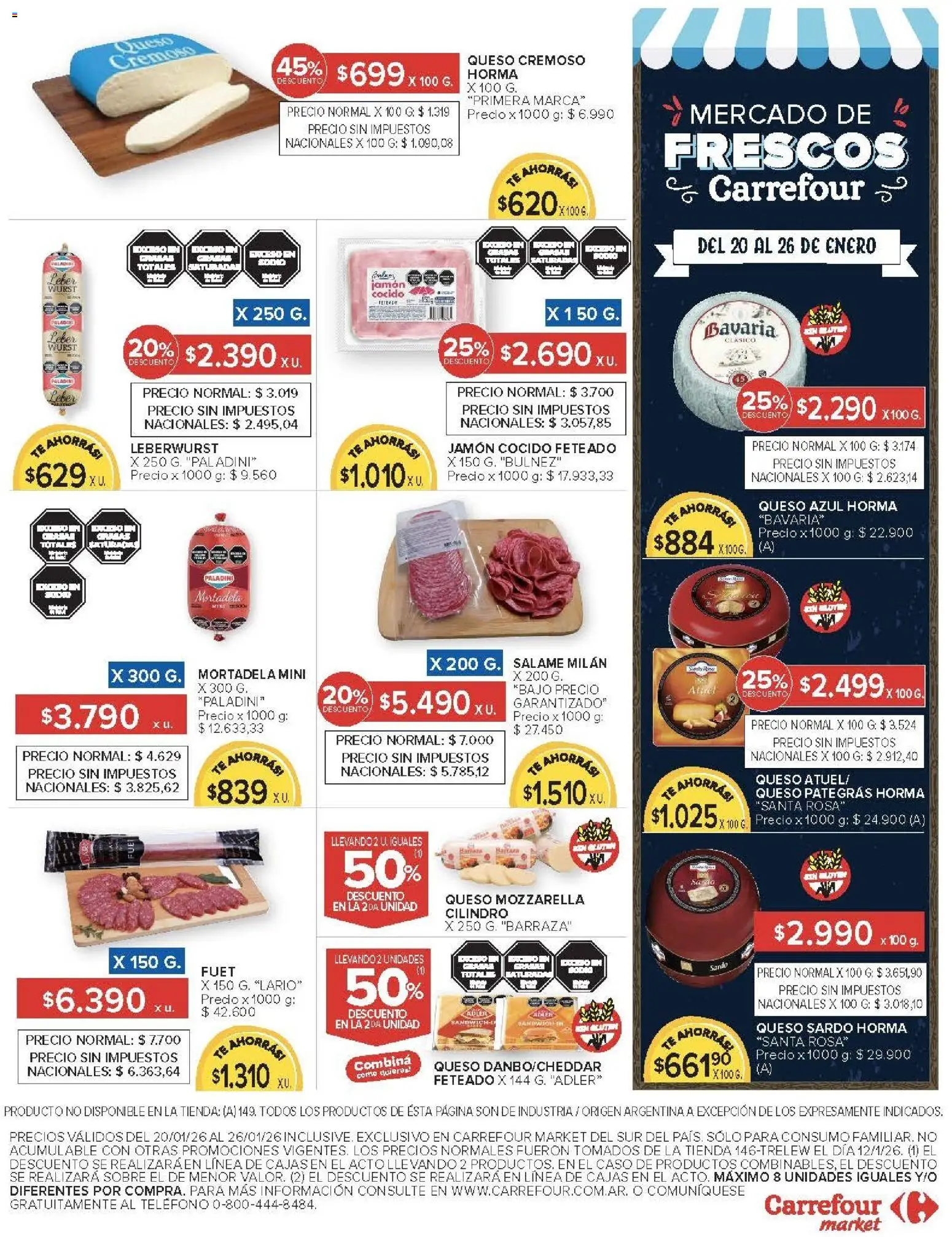 Carrefour ofertas │ válido desde el 20.01.2026 | Página: 39 | Productos: Jamón cocido, Queso, Salame, Té