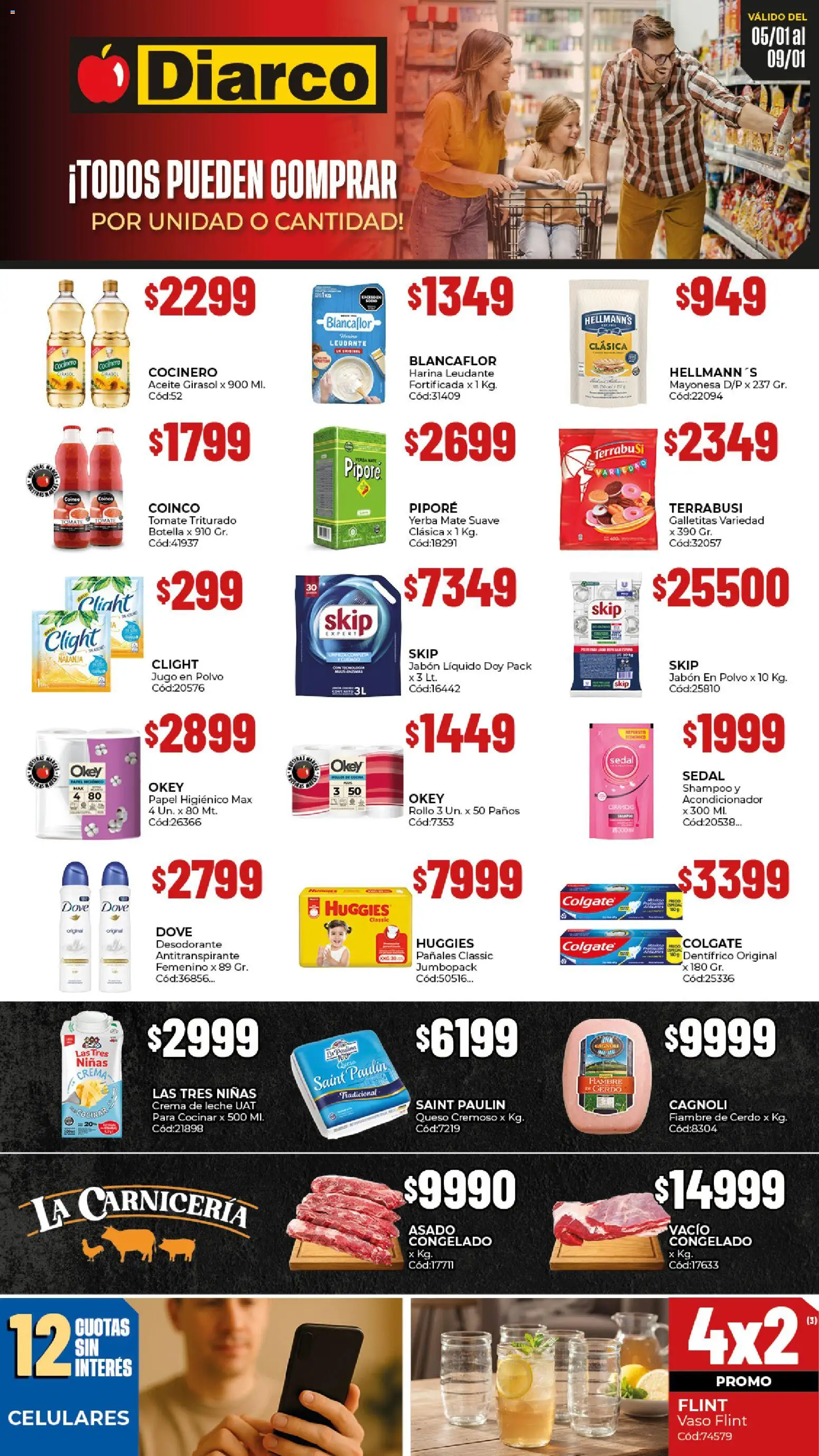Diarco ofertas │ válido desde el 05.01.2026 | Página: 1 | Productos: Crema de leche, Jabón en polvo, Tomate, Cerdo