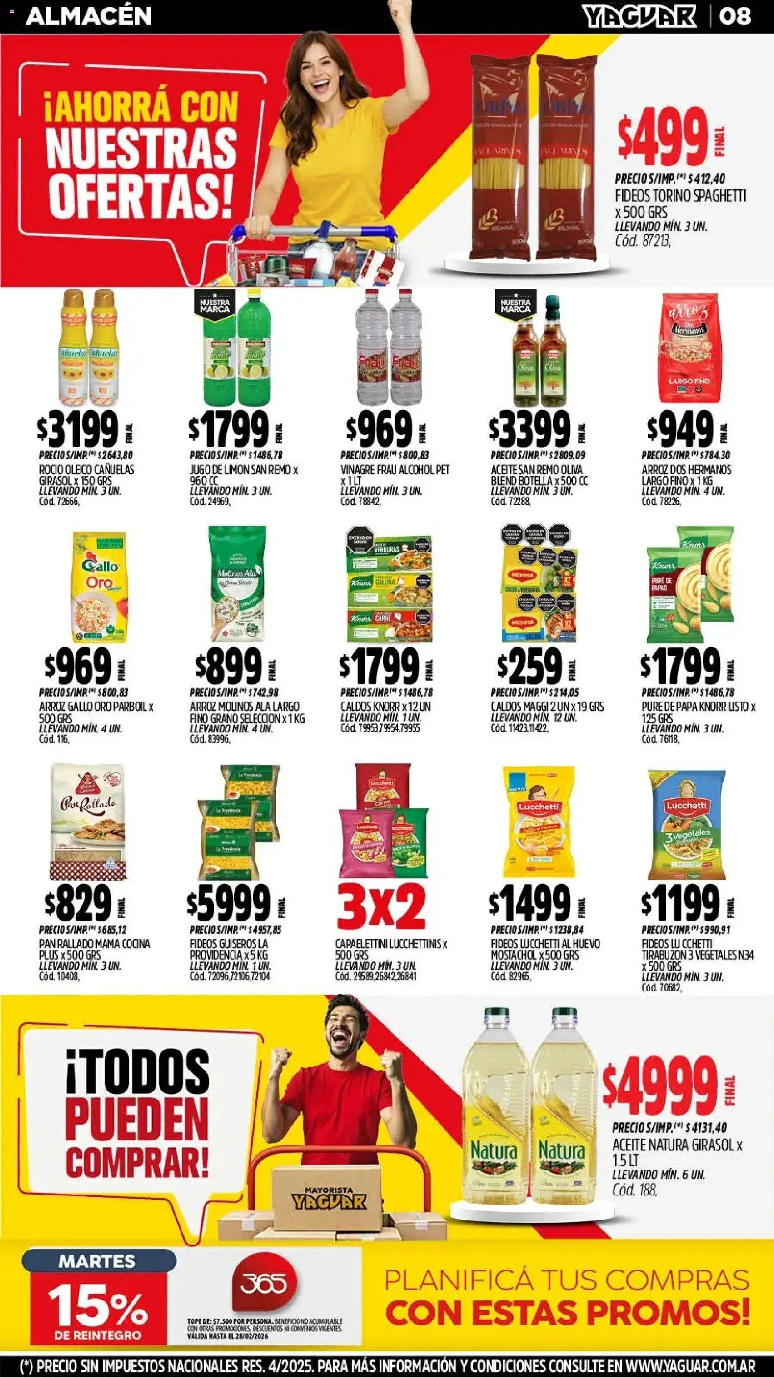 Yaguar - Oferta Semanal Jujuy │ válido desde el 23.02.2026 | Página: 8 | Productos: Botella, Aceite, Huevo, Fideos