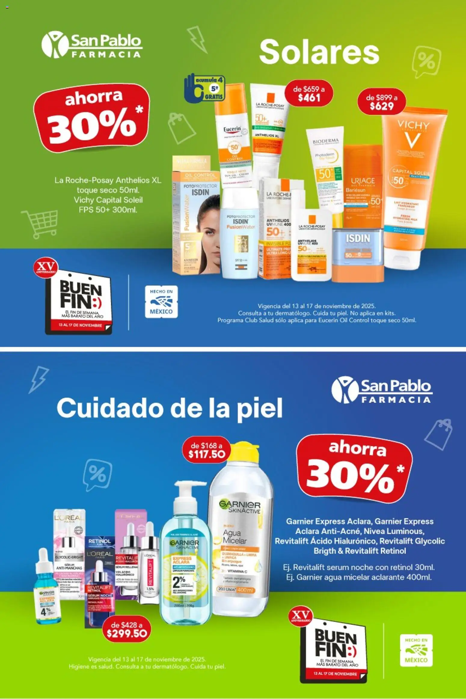 Nuevas ofertas de Farmacia San Pablo válidas en toda la República Mexicana desde el 13.11.2025. ¡Encuentra las mejores ofertas en Farmacia San Pablo Buen Fin! | Página: 3 | Productos: Serum, Agua, Aclarante, Agua micelar