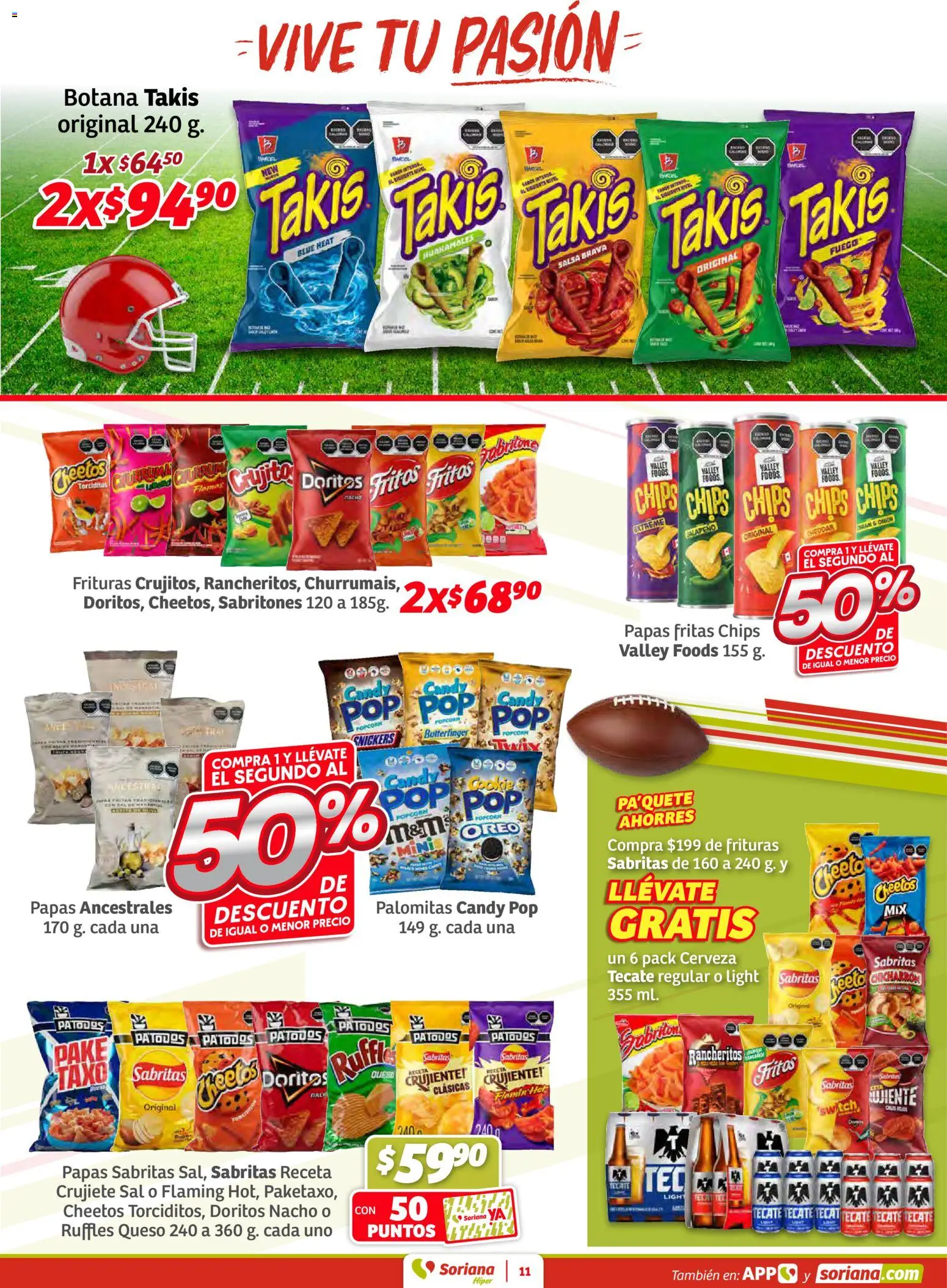 Nuevas ofertas de Soriana válidas en toda la República Mexicana desde el 30.01.2026. ¡Encuentra las mejores ofertas en Soriana - Preciazazaso Híper: Frontera BCN, Son! | Página: 11 | Productos: Sal, Queso, Cerveza, Papas fritas