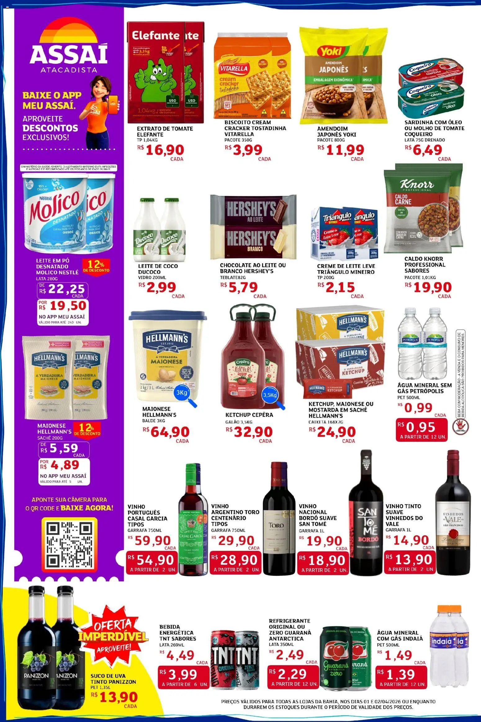 Assaí Atacadista Folheto - válido de 01.04.2026 | Página: 2 | Produtos: Suco, Vinho, Câmera, Balde