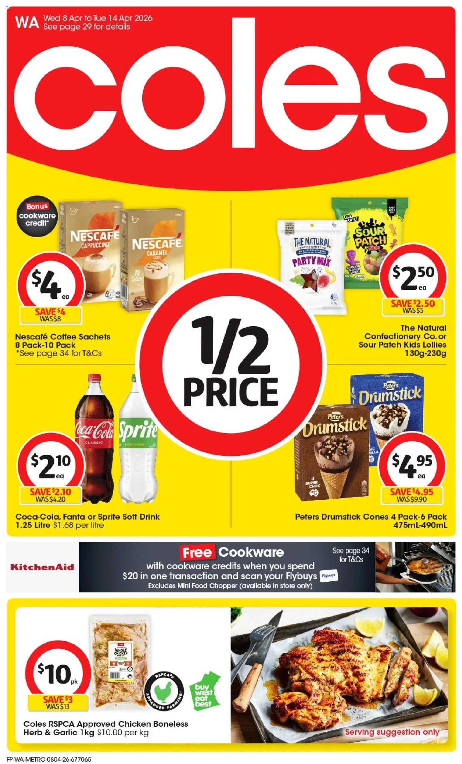 Coles catalogue - valid from 08.04.2026 | Page: 1 | Products: Herb, Coffee, Chicken, Lollies