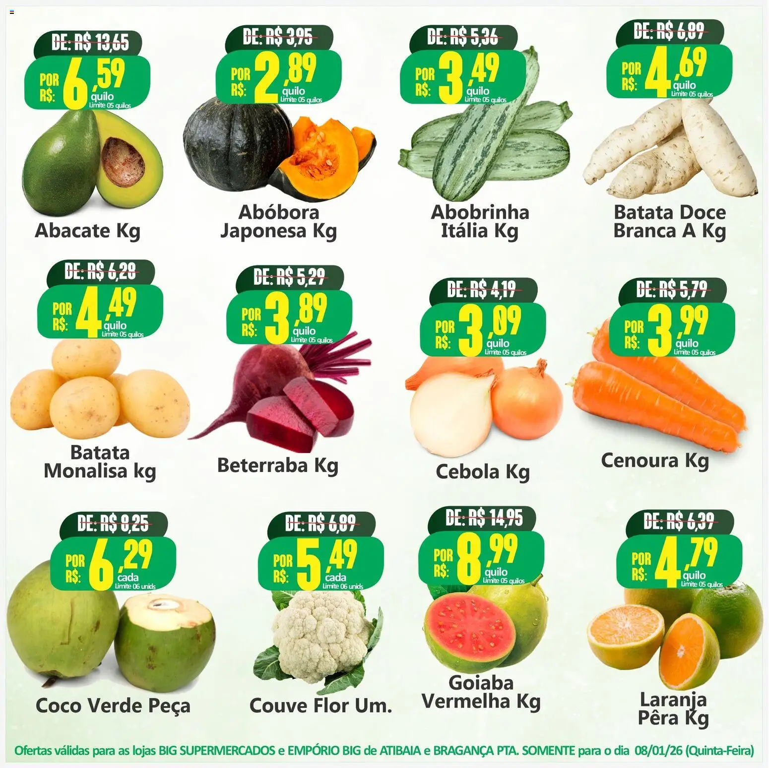 Big Supermercados Folheto - válido de 08.01.2026 | Página: 2 | Produtos: Coco, Goiaba, Pera, Batata