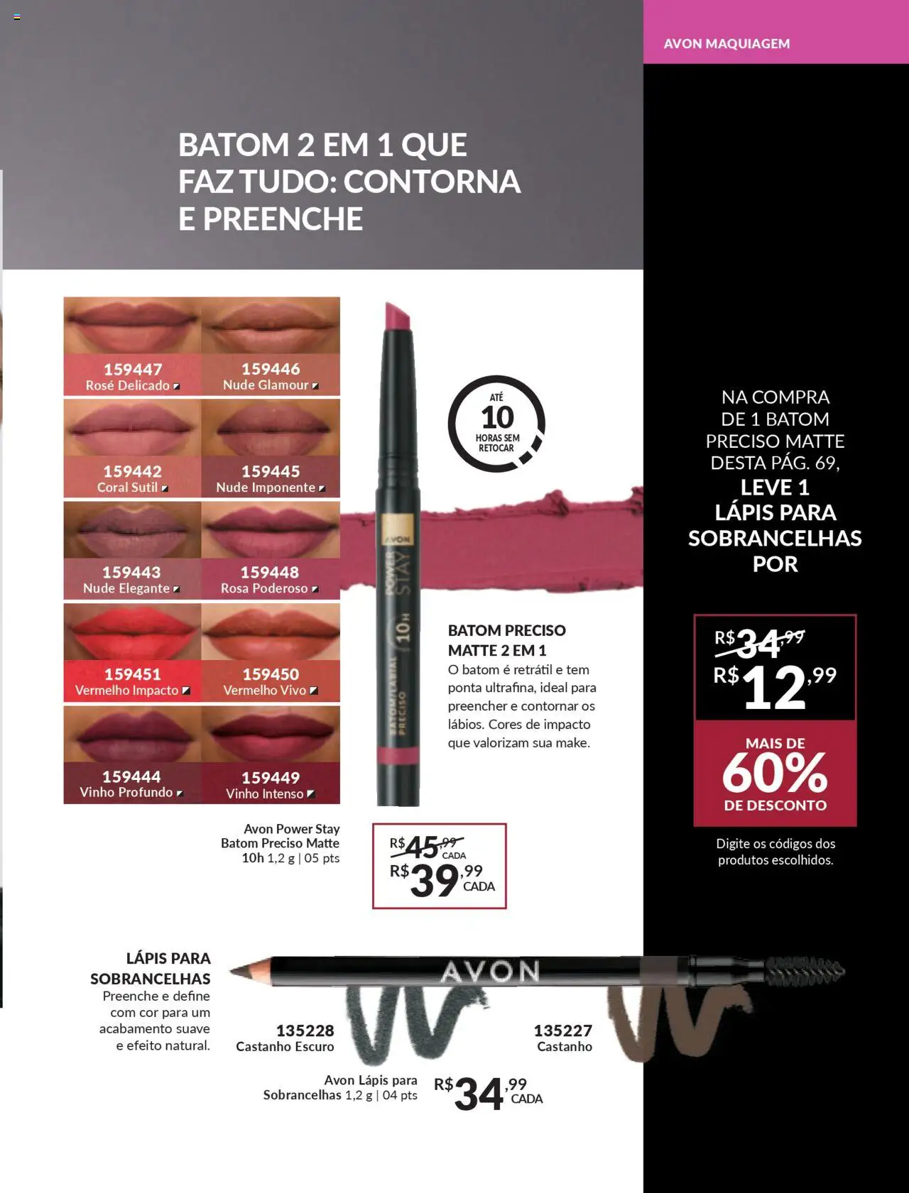 Avon Folheto - válido de 27.09.2025 | Página: 69 | Produtos: Maquiagem, Batom, Lápis, Vinho