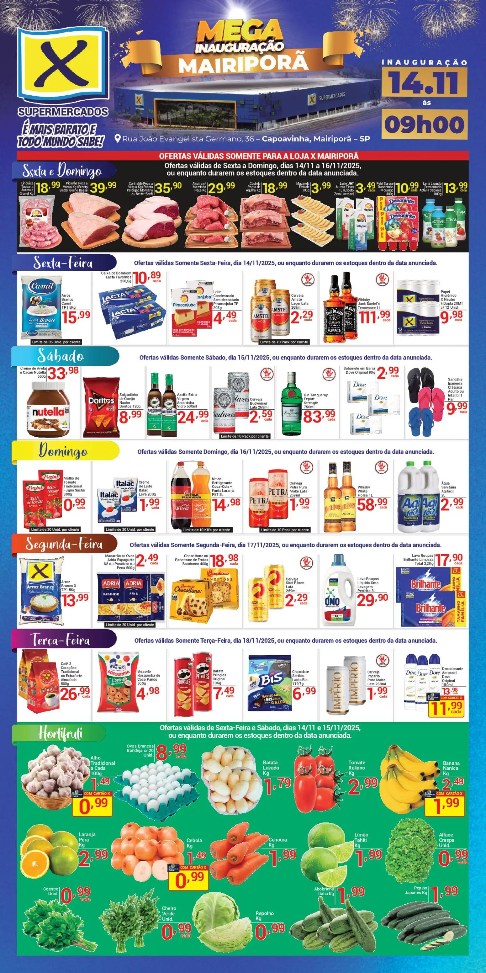 X Supermercados Folheto - válido de 14.11.2025 | Página: 1 | Produtos: Coco, Whisky, Desodorante, Maminha