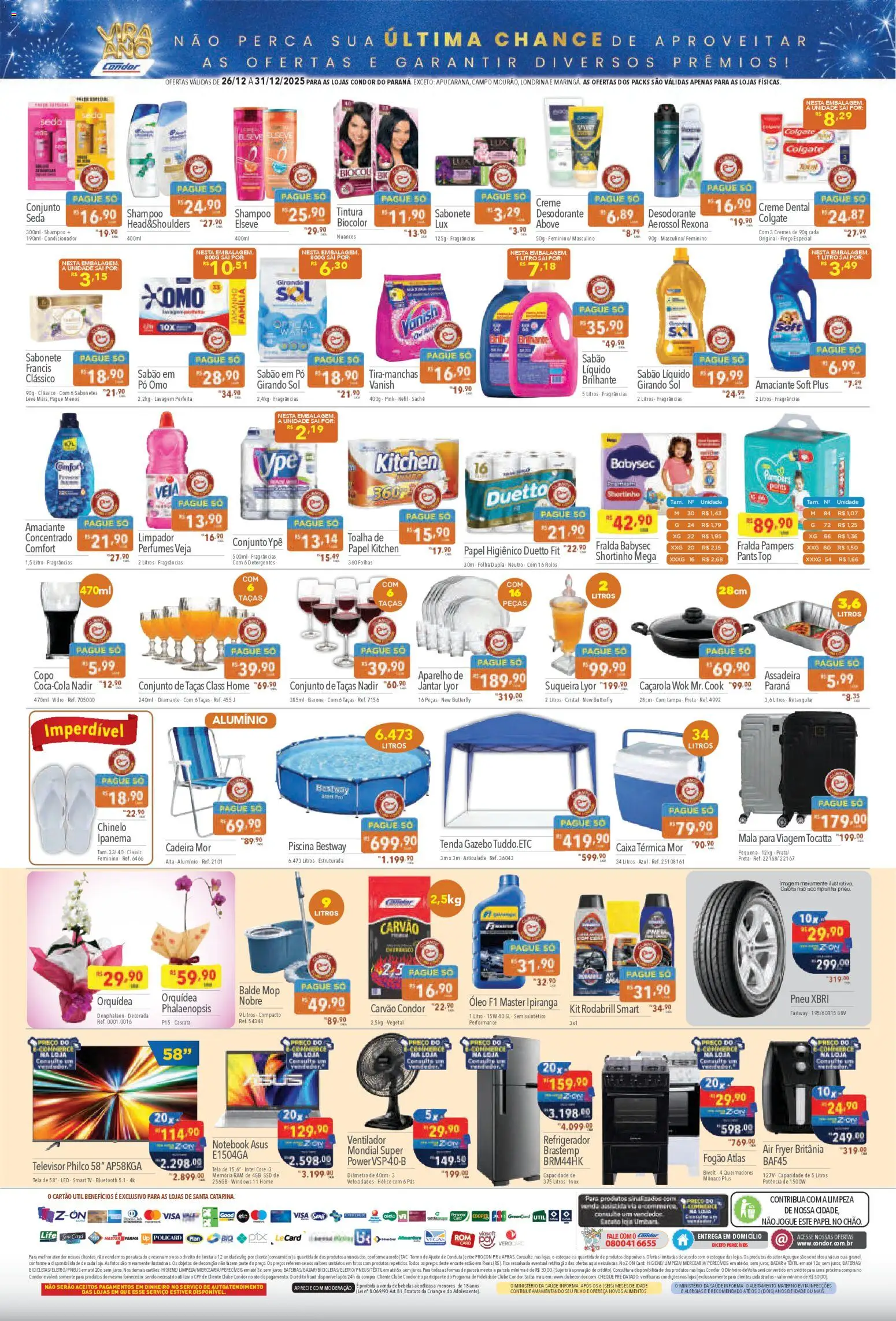 Supermercados Condor Folheto - válido de 26.12.2025 | Página: 4 | Produtos: Shampoo, Pampers, Condicionador, Vanish