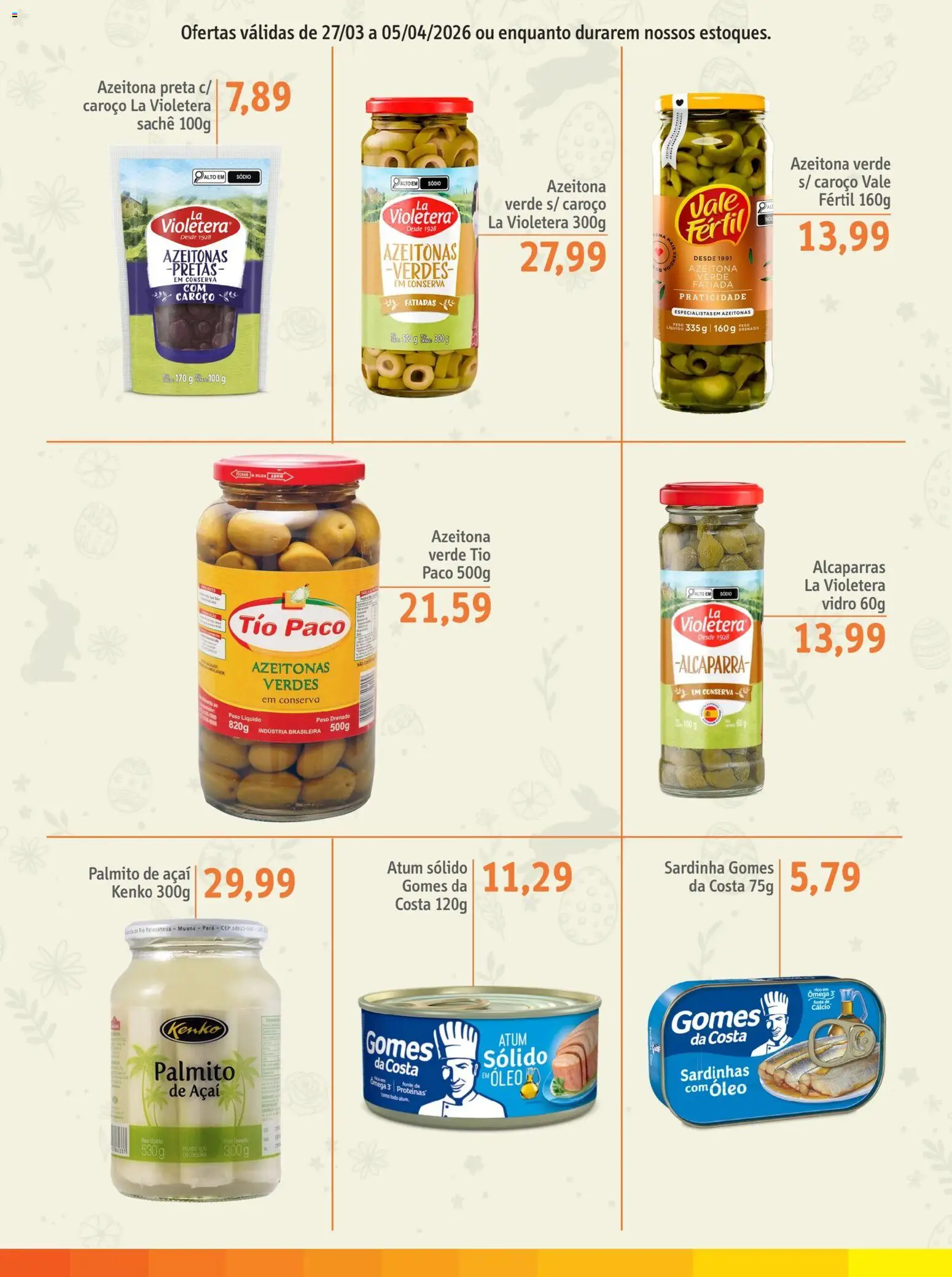 Sonda Folheto - válido de 27.03.2026 | Página: 4 | Produtos: Ômega 3, Alcaparra, Cálcio, Sardinha