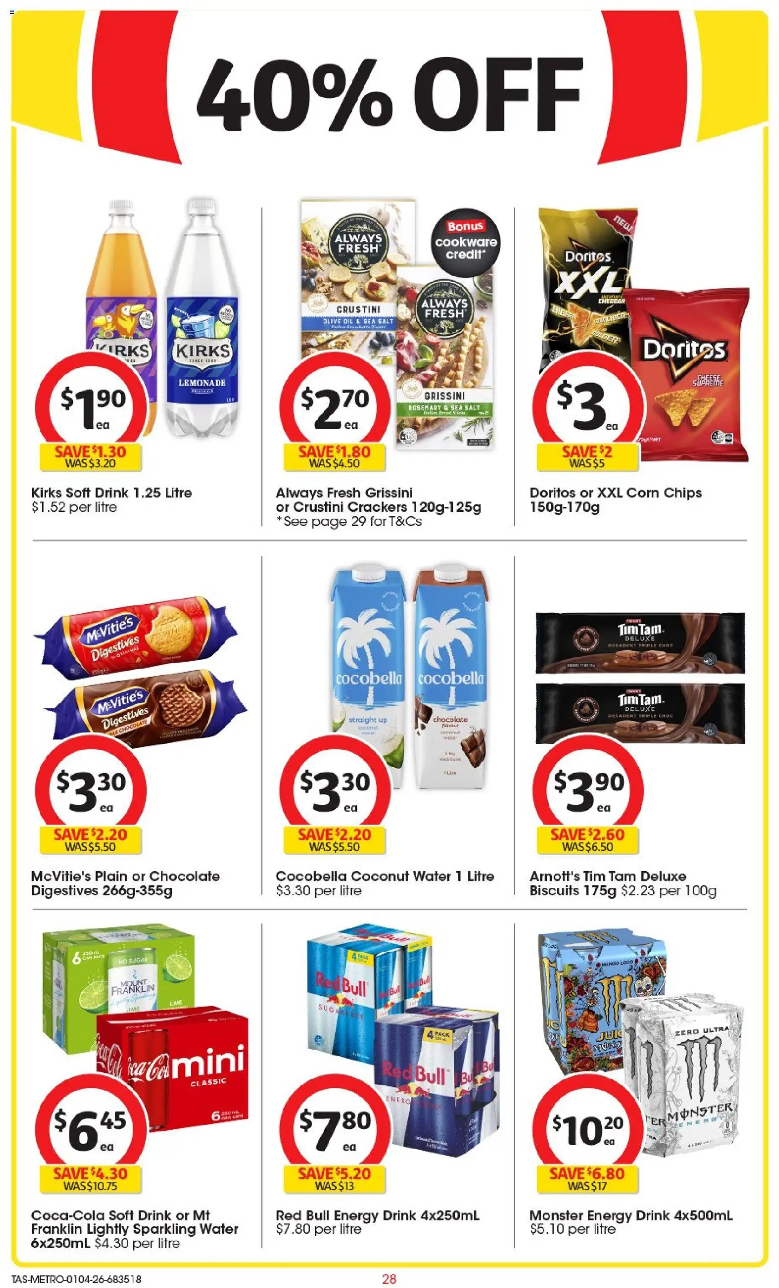Coles catalogue - valid from 01.04.2026 | Page: 28 | Products: Oil, Chips, Olive oil, Biscuits