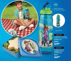 Vista previa de Sandwichera Zootopia, Plástico. 12.5 x 12.5 x 4 cm, nuevo folleto de la tienda, válido en México a partir del 10.01.2026 | Página: 159 | Productos: Sandwichera, Botella