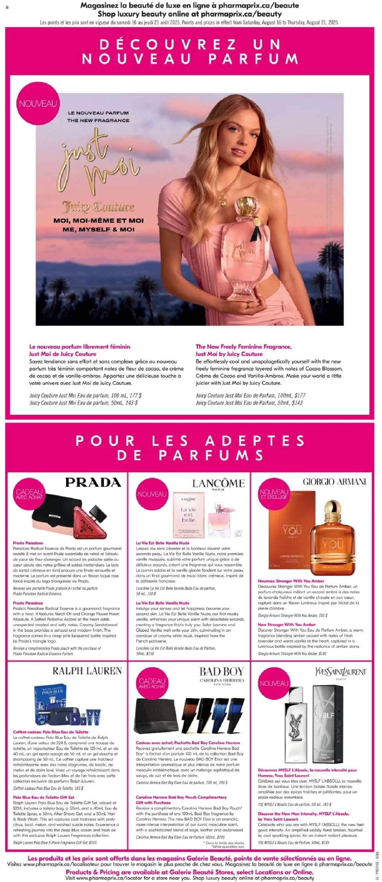 Pharmaprix flyer valid from 16.08.2025 | Page: 12 | Products: Fragrance, Eau de toilette, Toilette, Juice