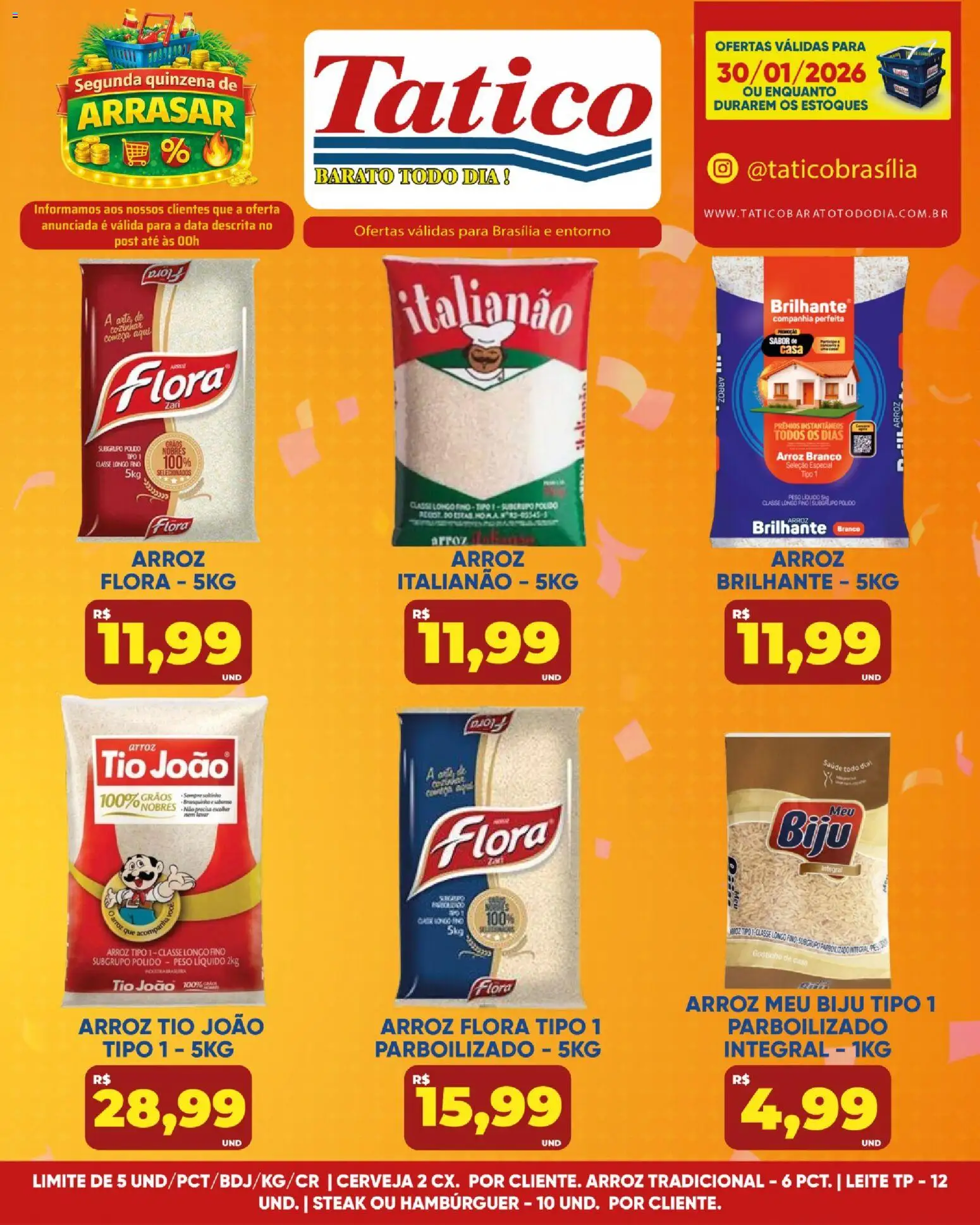 Tatico Folheto - válido de 30.01.2026 | Página: 1 | Produtos: Leite, Cerveja, Arroz, Hambúrguer
