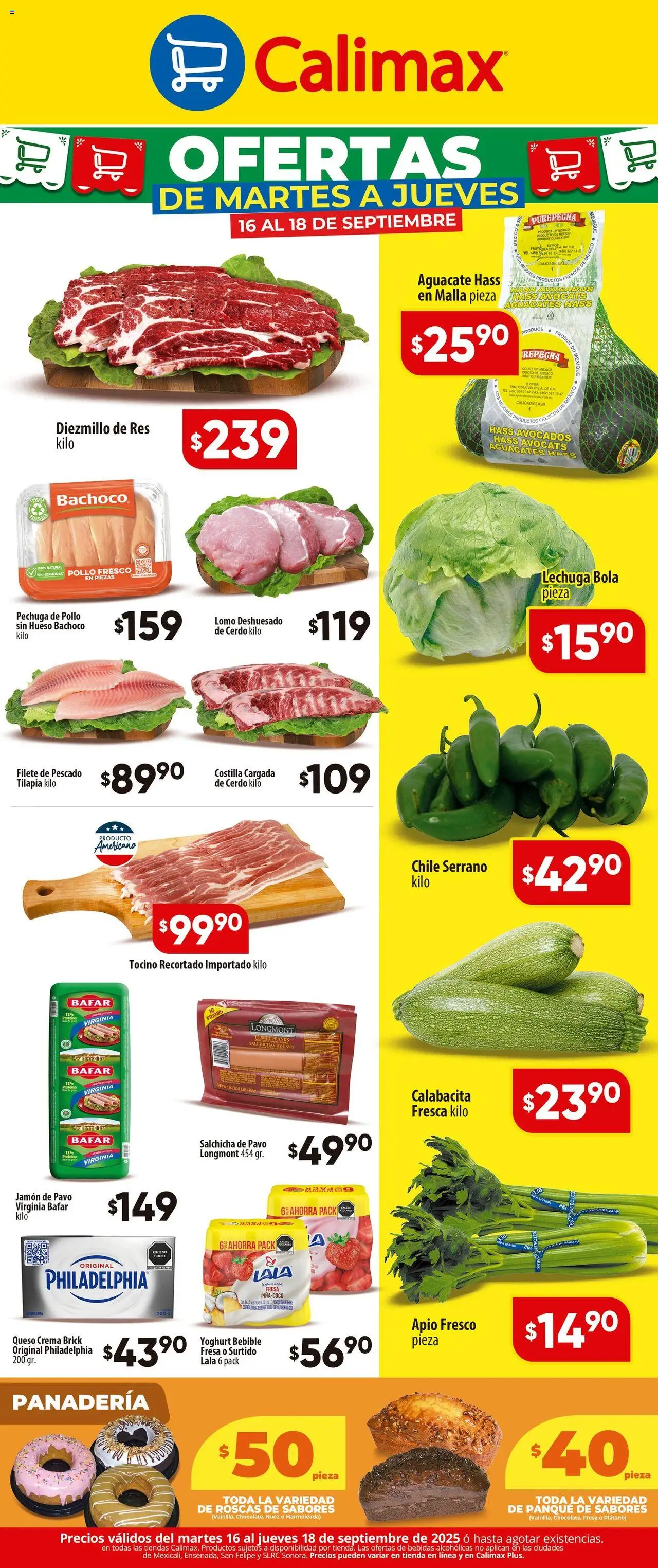 Nuevas ofertas de Calimax válidas en toda la República Mexicana desde el 16.09.2025. ¡Encuentra las mejores ofertas en Calimax - Folleto! | Página: 2 | Productos: Tocino, Salchicha, Apio, Panadería