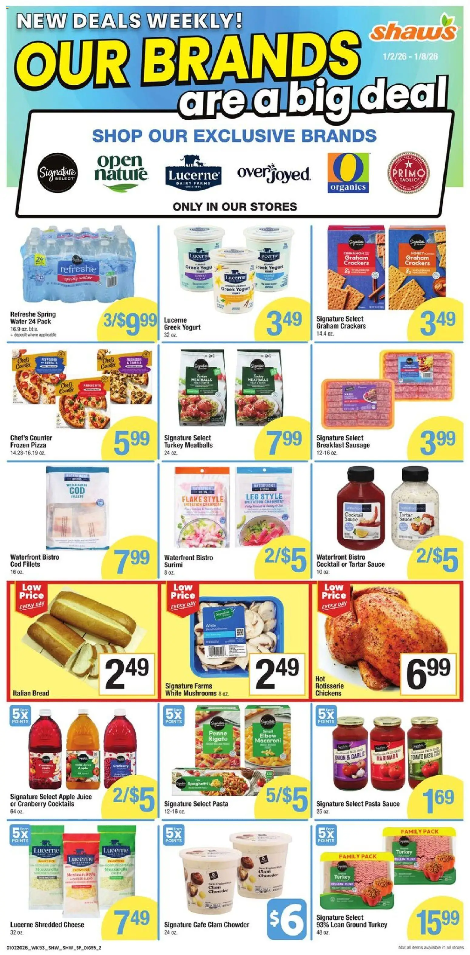 Shaw's Weekly Ad - NH - valid from 02.01.2026 | Page: 7 | Products: Yogurt, Bread, Pasta, Sausage