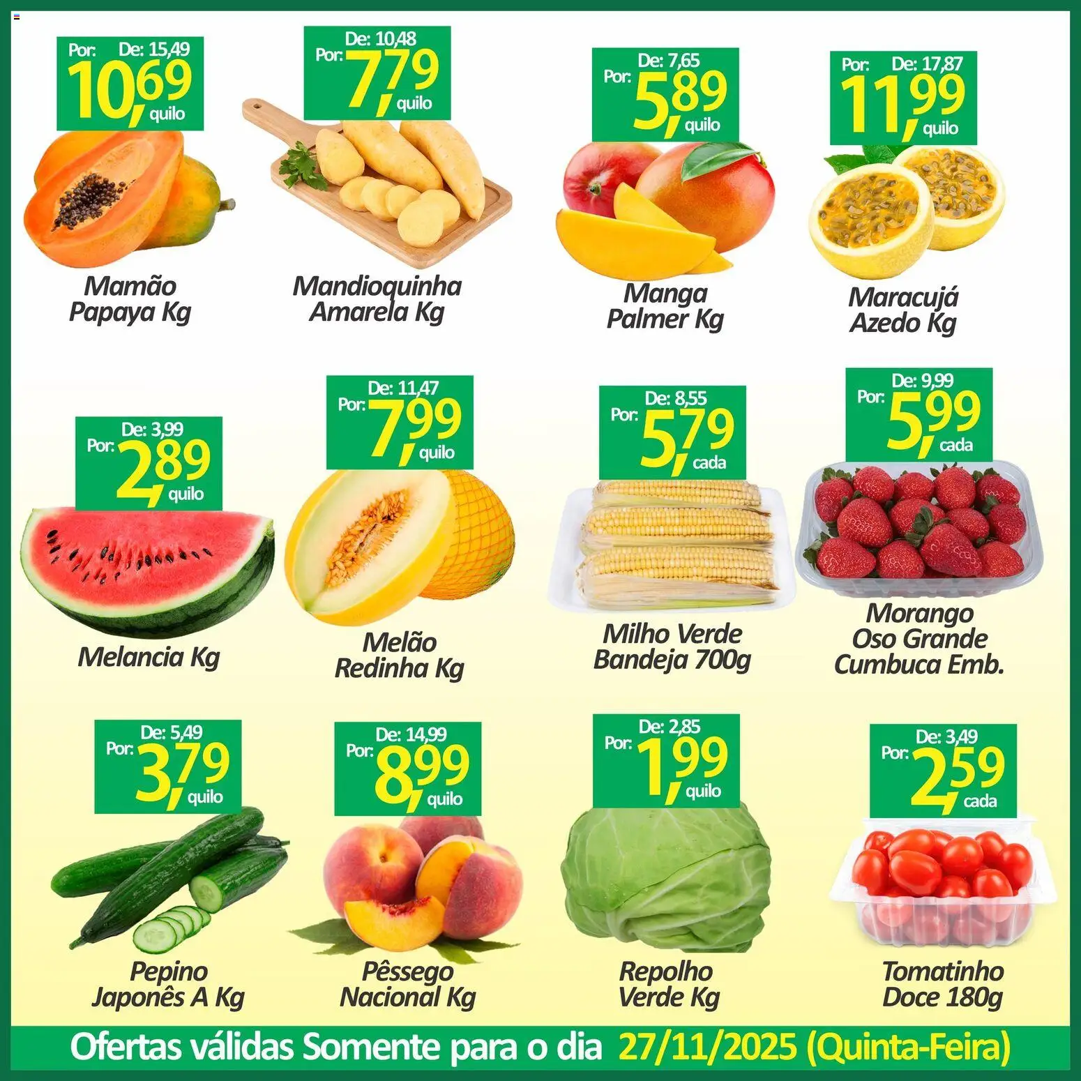 Big Supermercados Folheto - válido de 27.11.2025 | Página: 3 | Produtos: Maracujá, Melão, Repolho, Bandeja