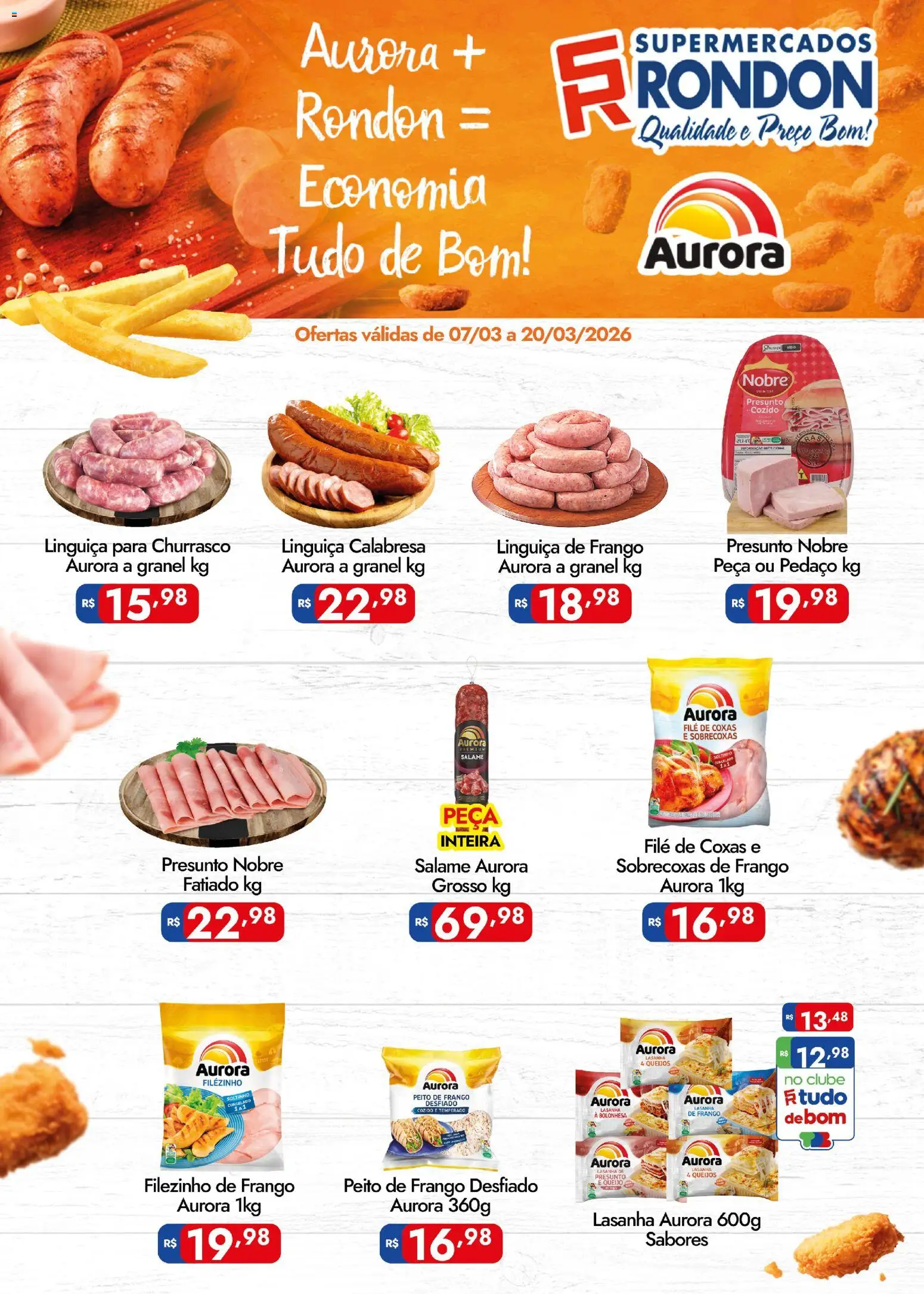 Supermercados Rondon Folheto - válido de 07.03.2026 | Página: 1 | Produtos: Linguiça, Queijo, Salame, Lasanha