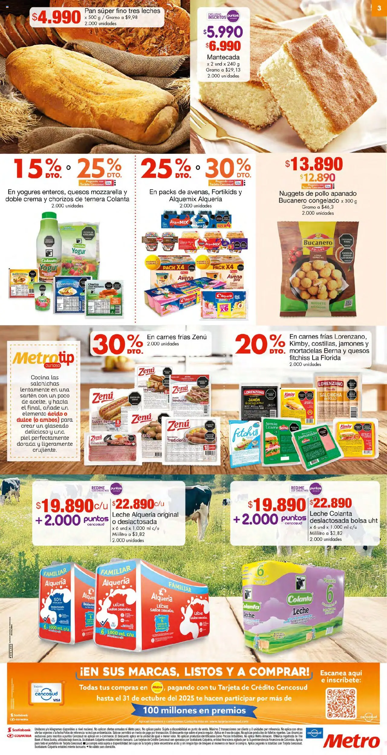 Metro revista - valida desde el 17.10.2025 | Página: 3 | Productos: Cerdo, Pollo, Avena, Pan