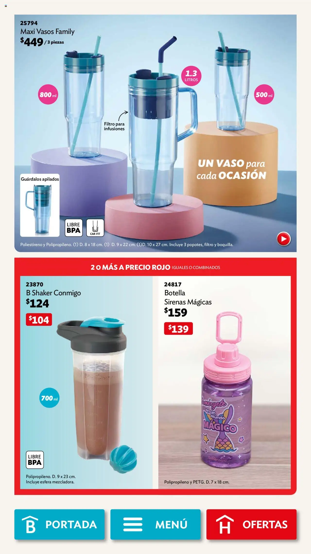 Nuevas ofertas de Betterware válidas en toda la República Mexicana desde el 29.09.2025. ¡Encuentra las mejores ofertas en Betterware - Campaña 10 2025! | Página: 111 | Productos: Botella, Vasos