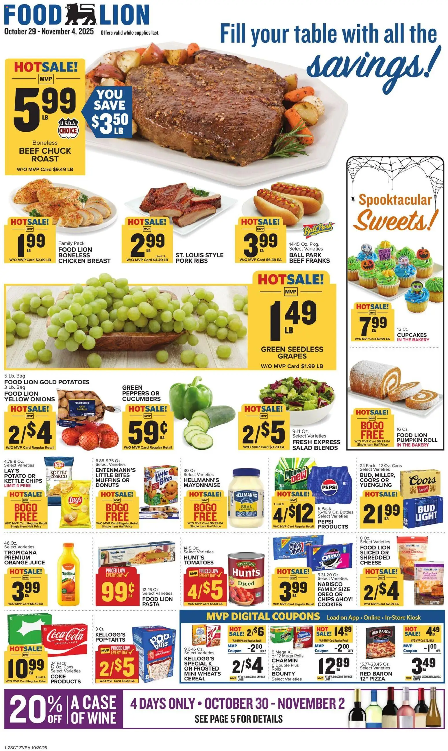 Food Lion Weekly Ad - valid from 29.10.2025 | Page: 1 | Products: Juice, Beef, Pasta, Cucumbers