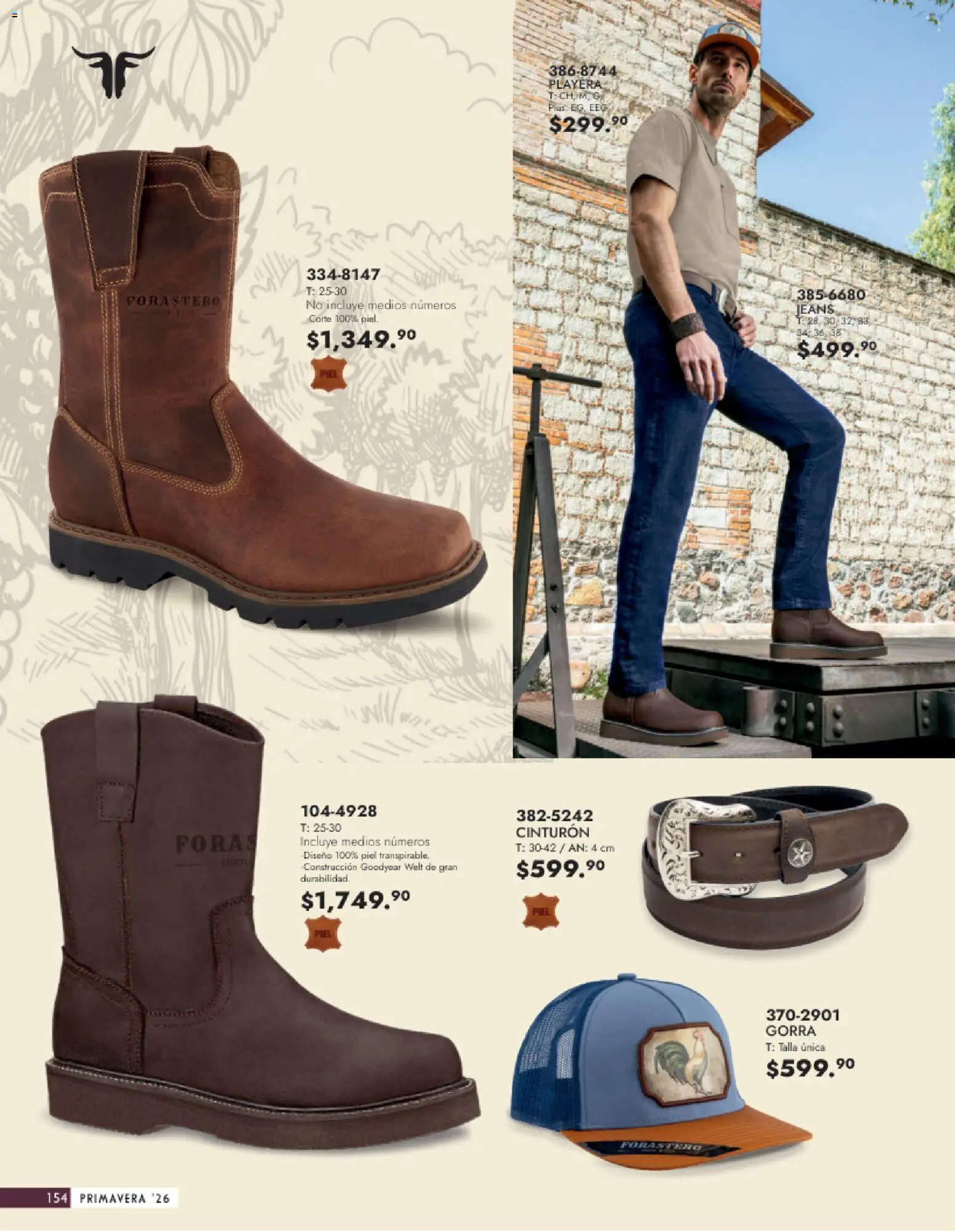 Nuevas ofertas de Andrea válidas en toda la República Mexicana desde el 25.01.2026. ¡Encuentra las mejores ofertas en Andrea catálogo Calzado Caballero! | Página: 154 | Productos: Gorra, Cinturón, Playera