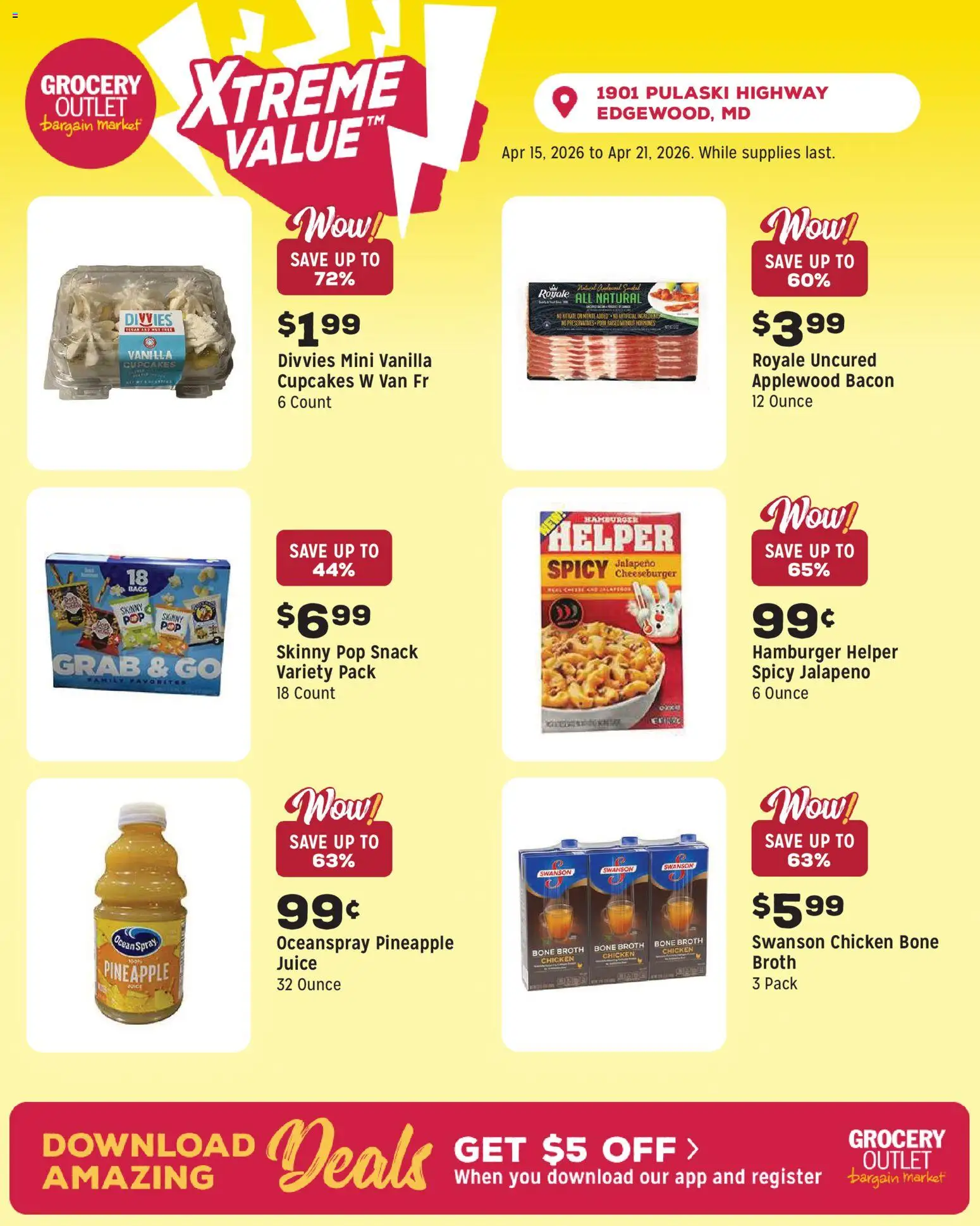 Grocery Outlet Weekly Ad - MD - valid from 15.04.2026 | Page: 5 | Products: Juice, Pork, Pineapple