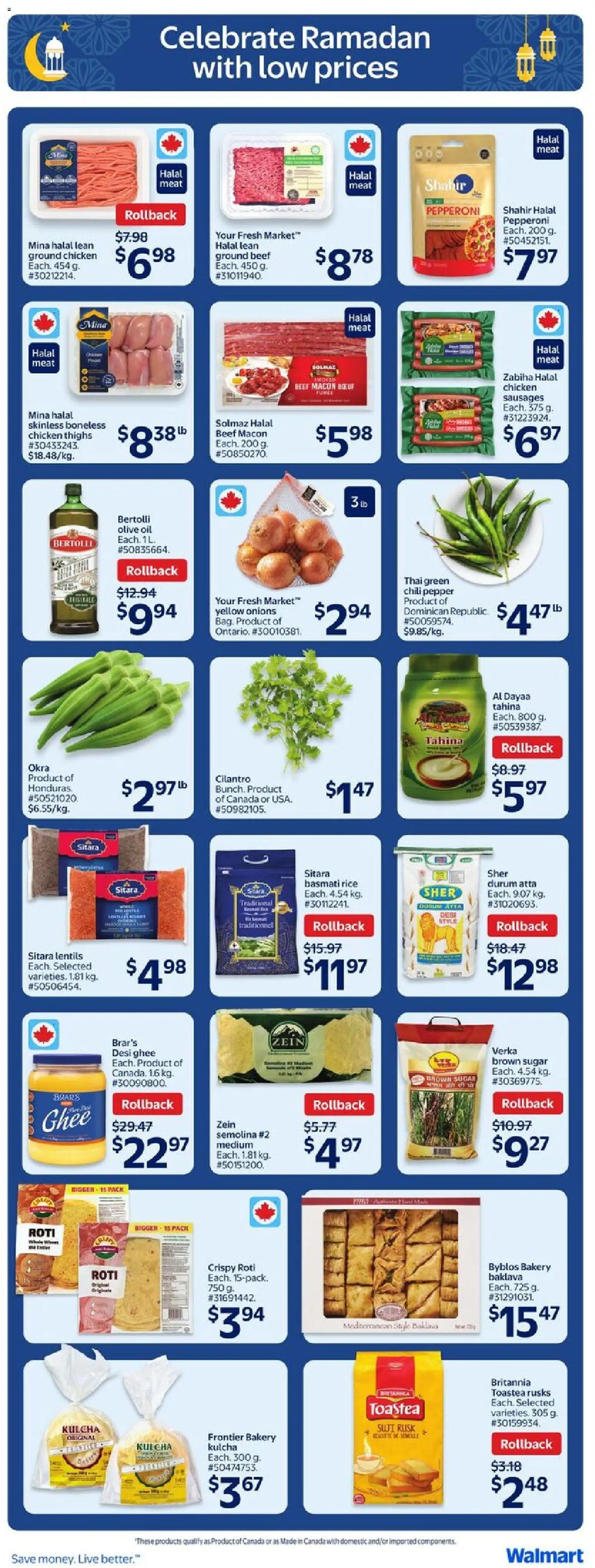 Walmart flyer valid from 05.03.2026 | Page: 9 | Products: Beef, Bakery, Oil, Chicken