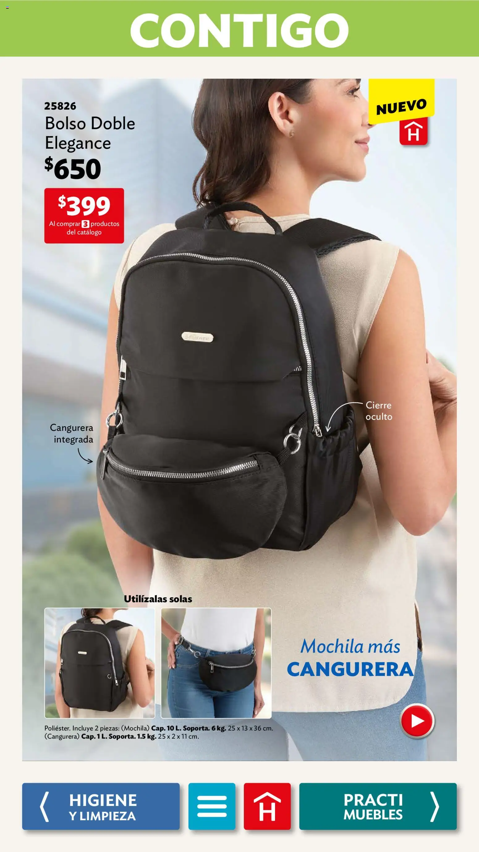 Nuevas ofertas de Betterware válidas en toda la República Mexicana desde el 05.01.2026. ¡Encuentra las mejores ofertas en Betterware campaña 1 2026! | Página: 103 | Productos: Bolso, Mochila, Cangurera