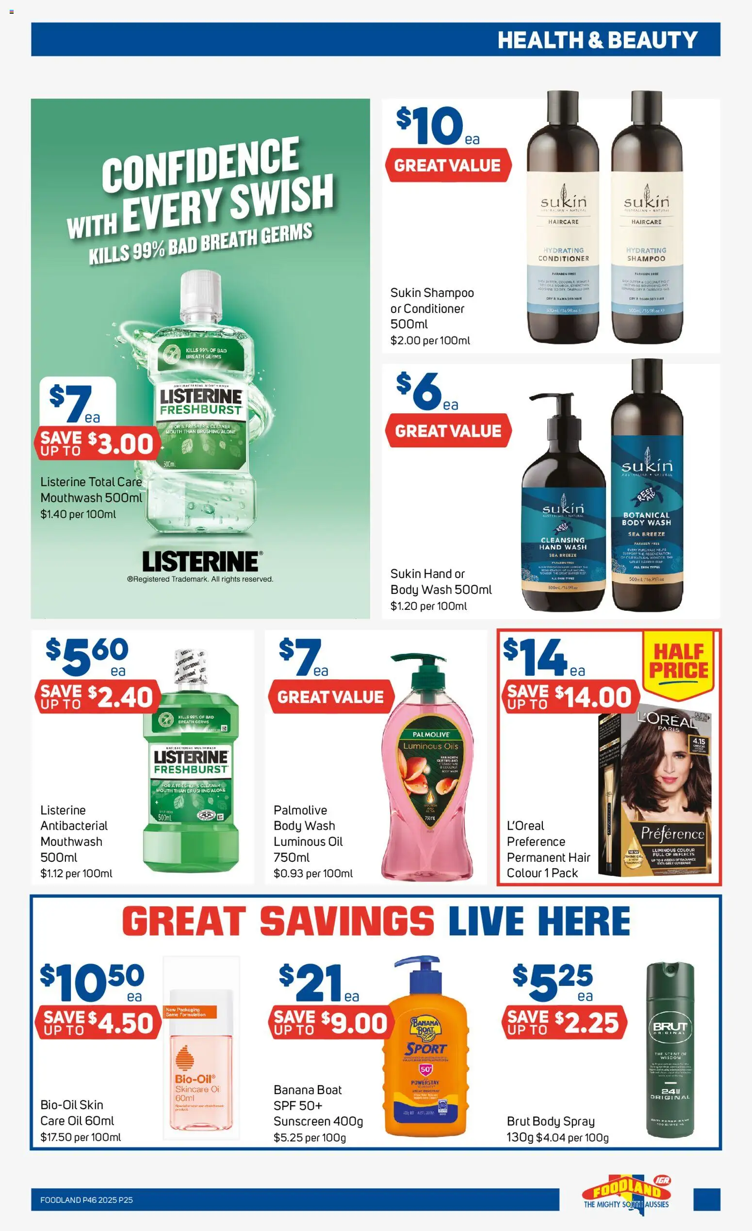Foodland catalogue - valid from 12.11.2025 | Page: 25 | Products: Cleaner, Shampoo, Conditioner, Sunscreen