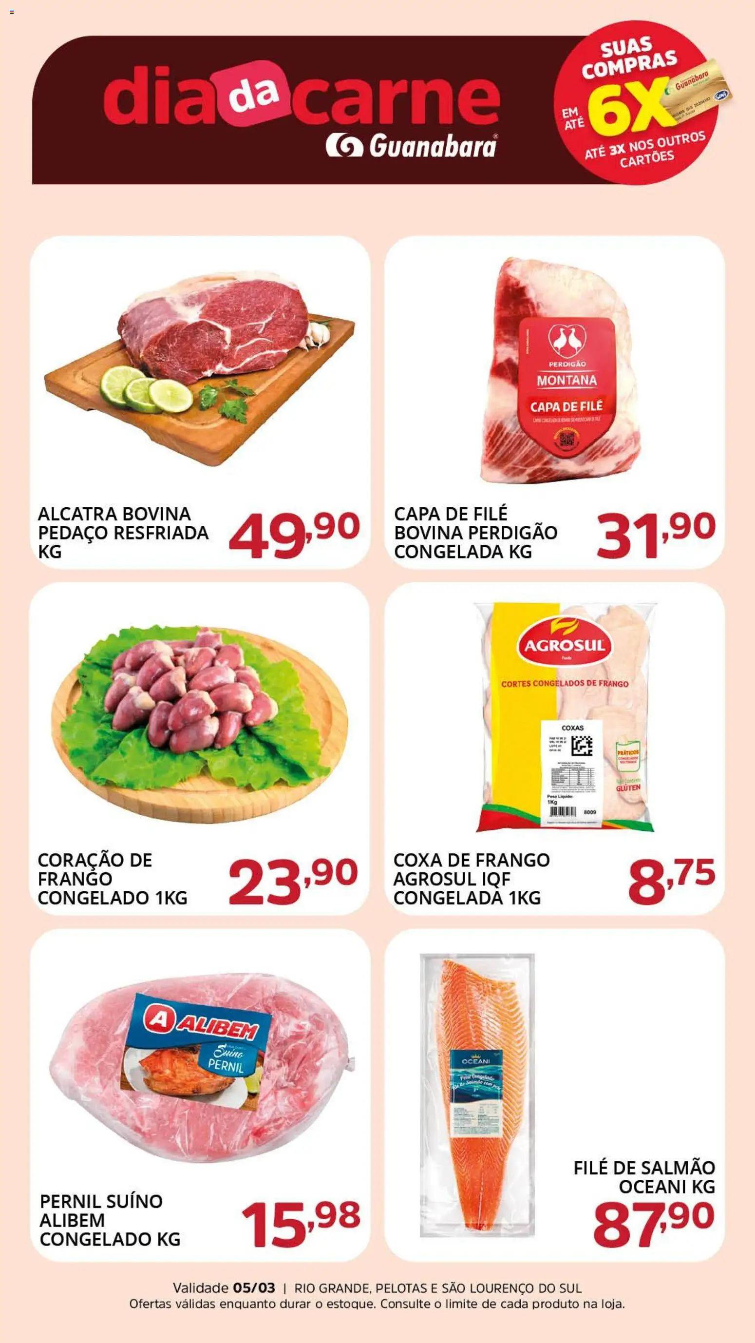Supermercado Guanabara Folheto - válido de 05.03.2026 | Página: 1 | Produtos: Alcatra, Pernil, Carne, Frango