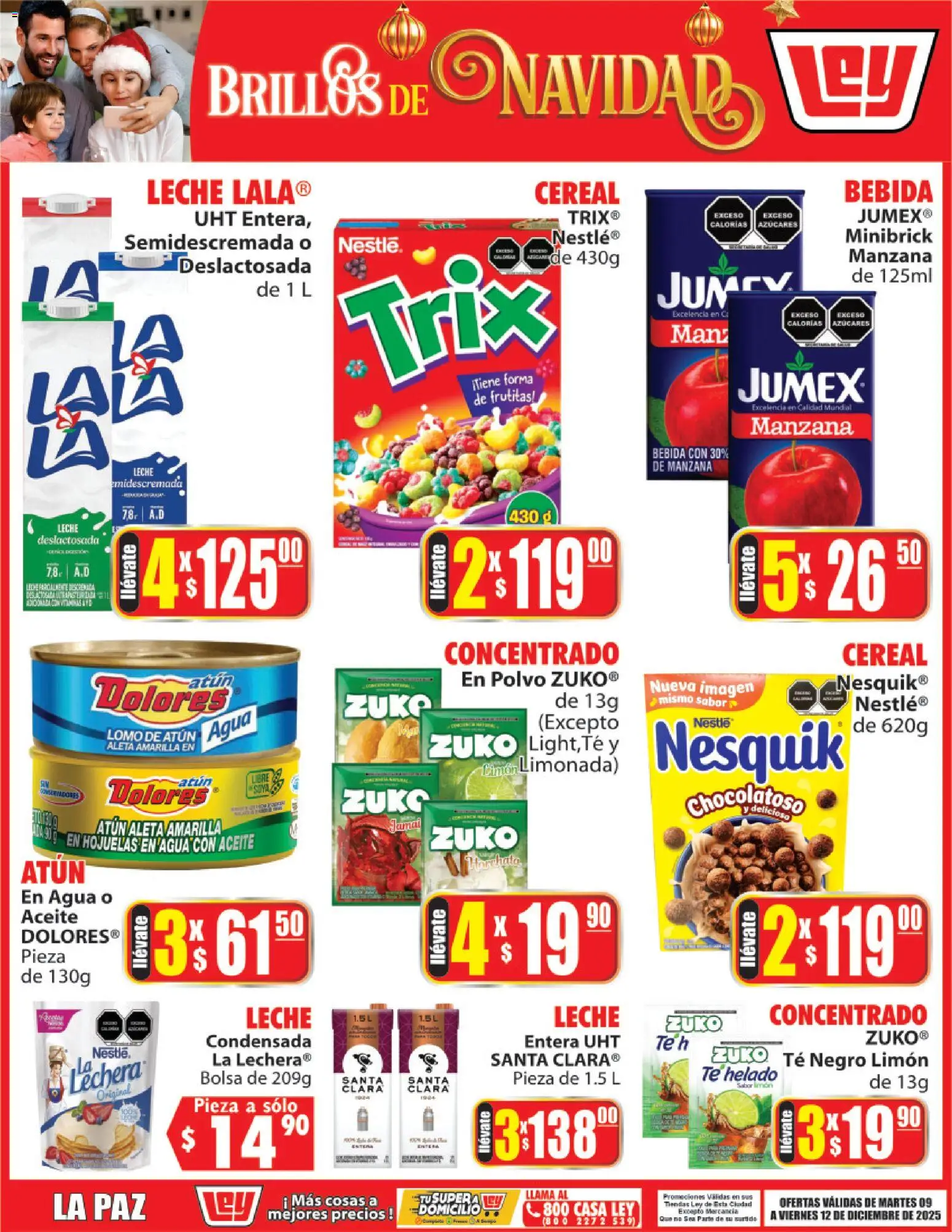 Nuevas ofertas de Casa Ley válidas en toda la República Mexicana desde el 09.12.2025. ¡Encuentra las mejores ofertas en Casa Ley folleto Brillos de Navidad! | Página: 2 | Productos: Manzana, Agua, Limón, Leche