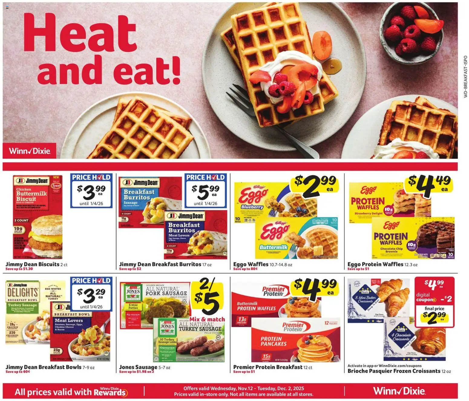 Winn Dixie In-Store Flyer - valid from 12.11.2025 | Page: 4 | Products: Butter, Chocolate, Pork, Croissants