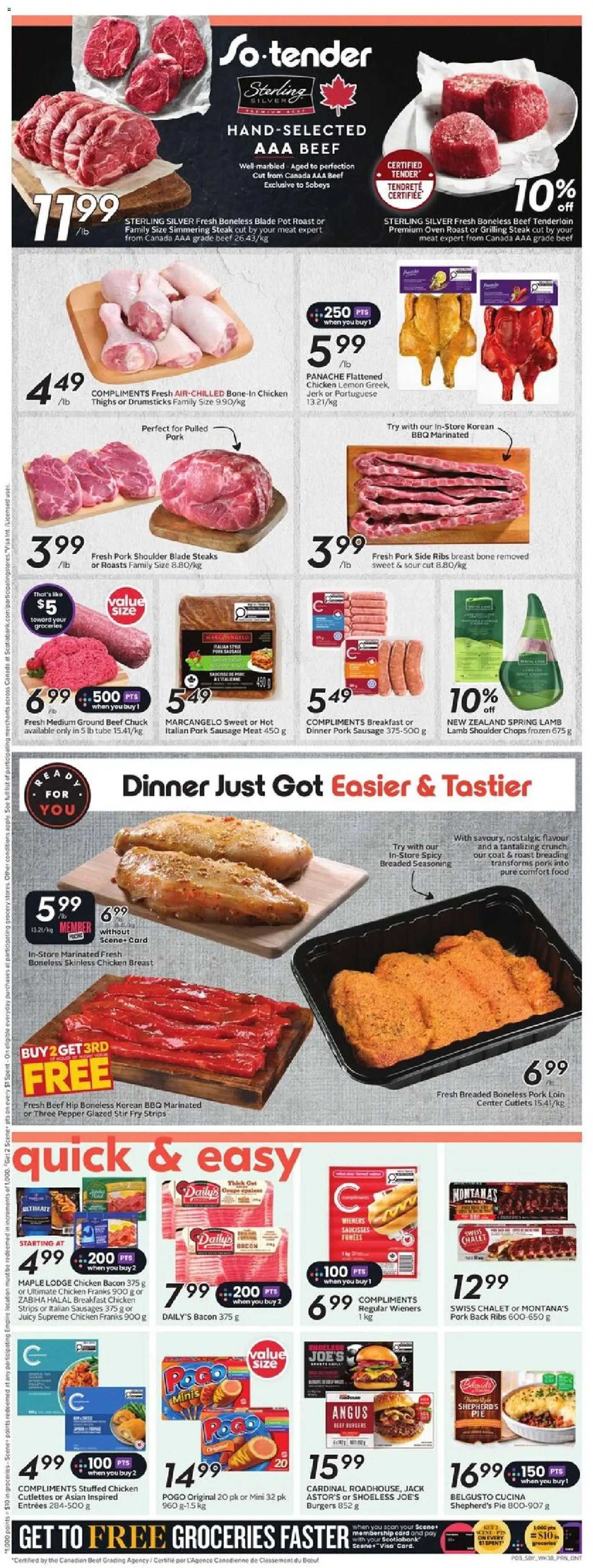 Sobeys flyer valid from 15.01.2026 | Page: 6 | Products: Beef, Oven, Chicken, Pork