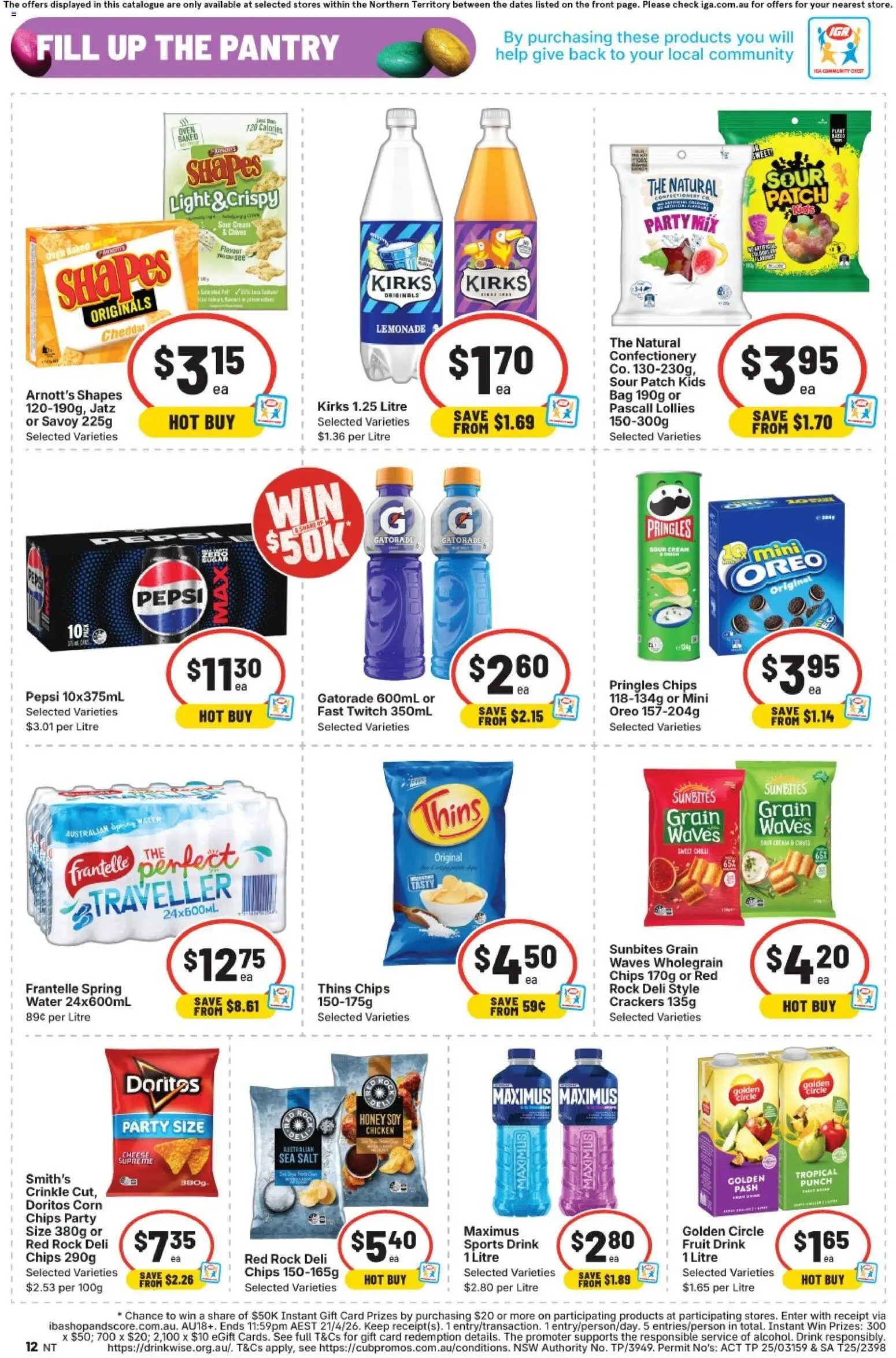 IGA catalogue - valid from 18.03.2026 | Page: 8 | Products: Lollies, Chips, Cream, Water