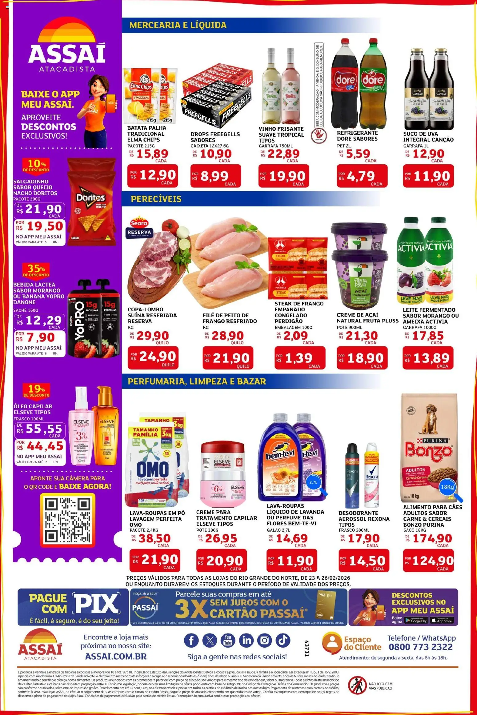 Assaí Atacadista Folheto - válido de 23.02.2026 | Página: 2 | Produtos: Pó, Pneus, Carne, Rexona