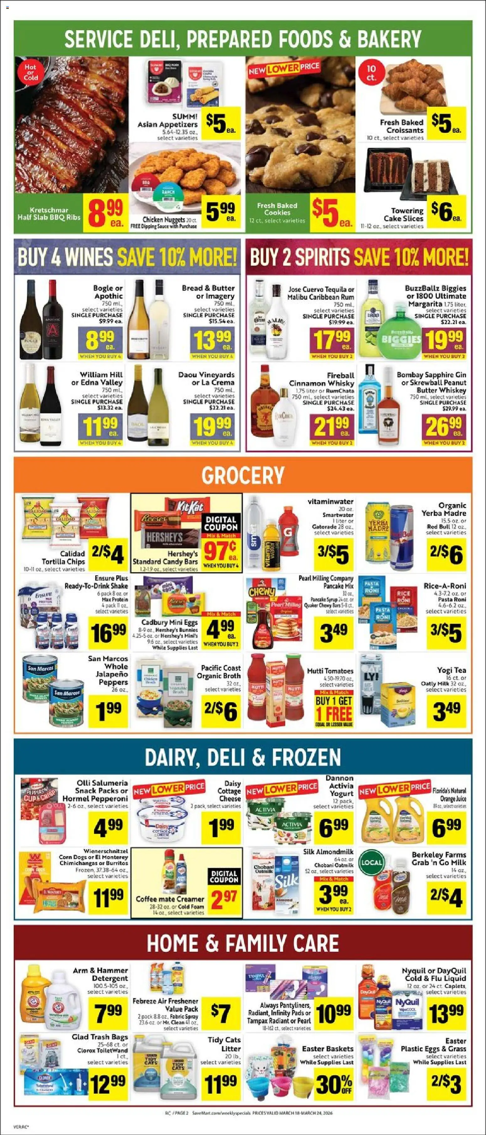 Save Mart Weekly - CA - valid from 18.03.2026 | Page: 2 | Products: Milk, Butter, Tea, Gin