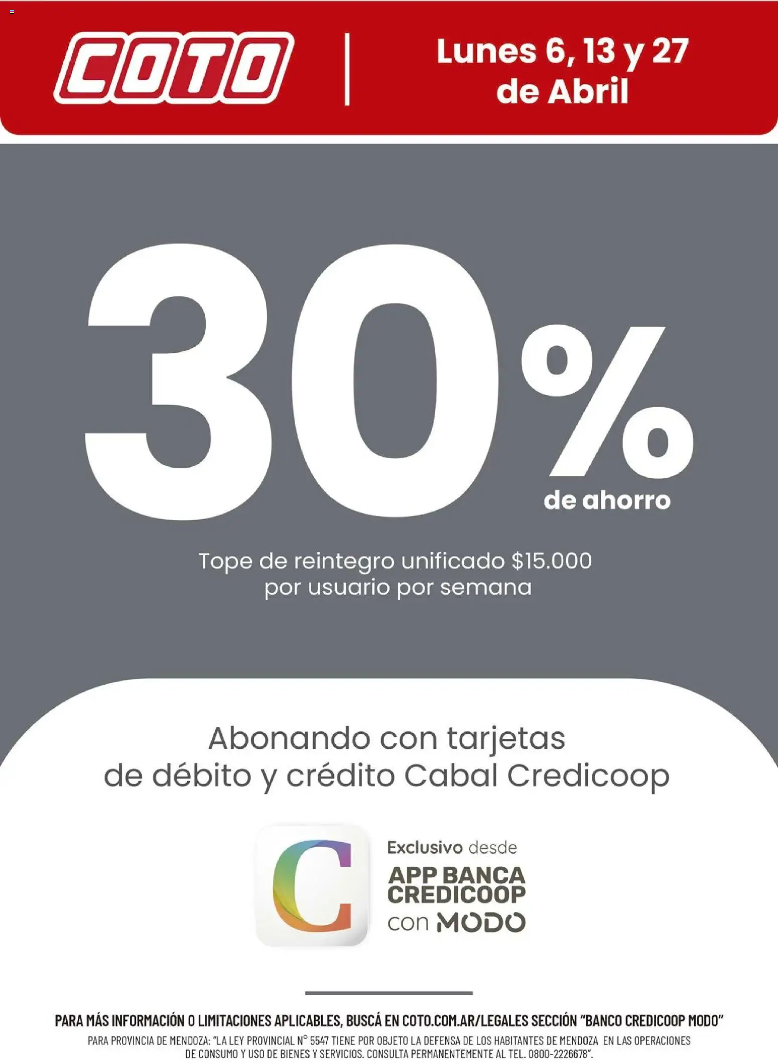 Coto - Banco Credicoop Modo Abril │ válido desde el 06.04.2026 | Página: 1 | Productos: Banco