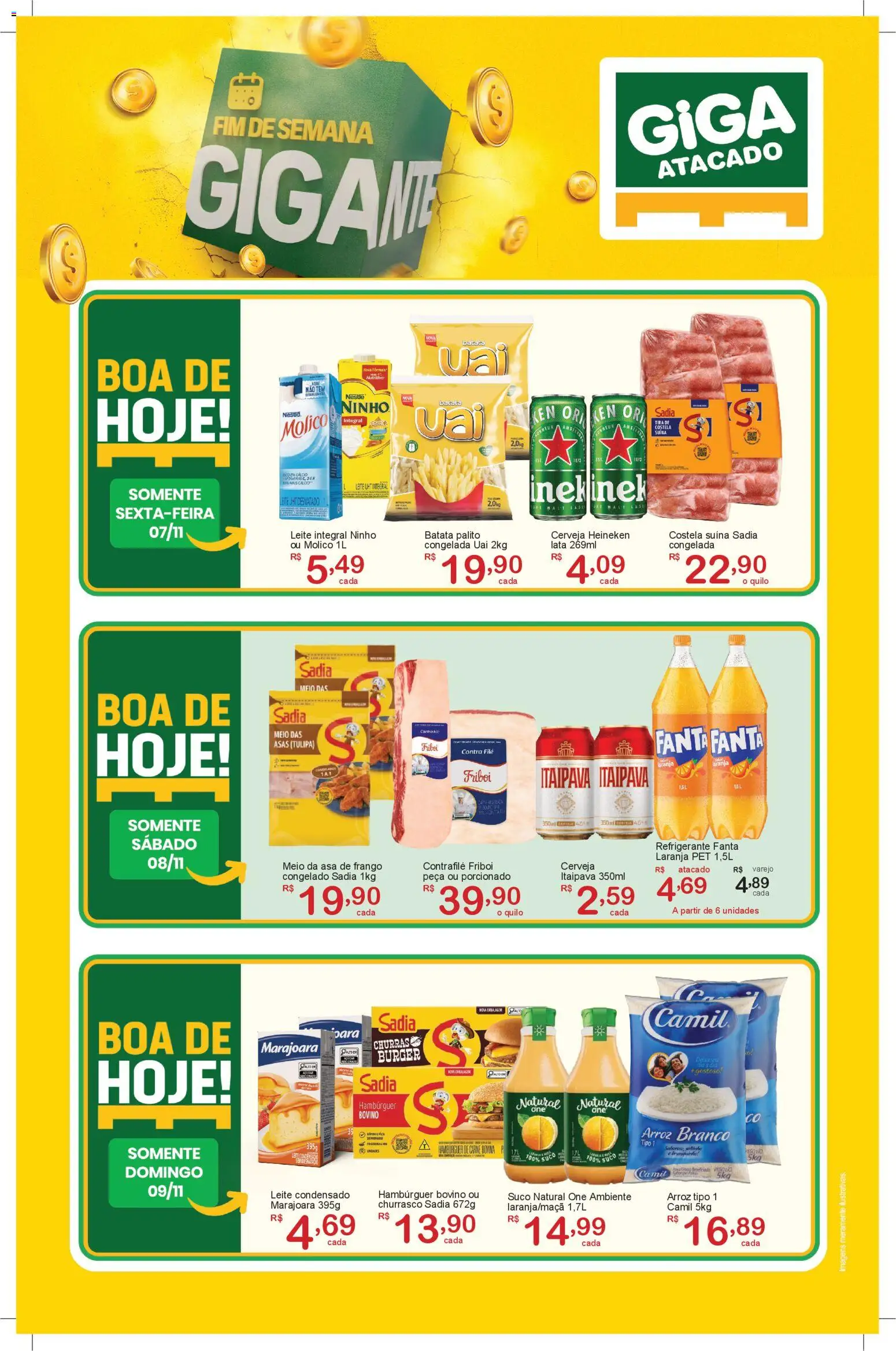 GIGA Atacado Folheto - válido de 07.11.2025 | Página: 1 | Produtos: Contra filé, Leite, Cerveja Heineken, Refrigerante