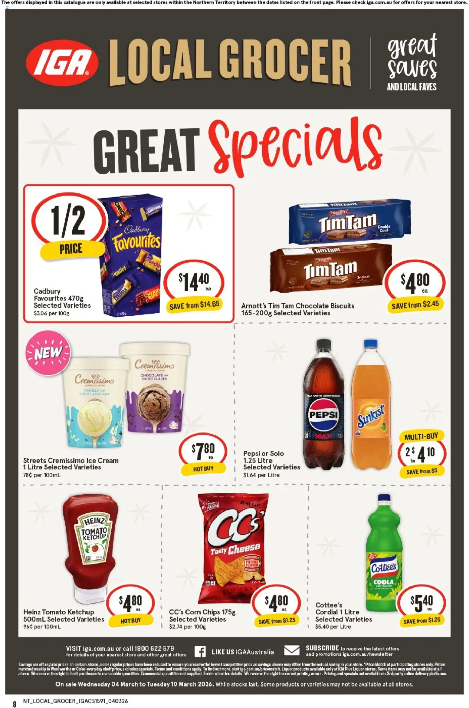 IGA catalogue - valid from 04.03.2026 | Page: 8 | Products: Box, Pizza, Fish, Tuna