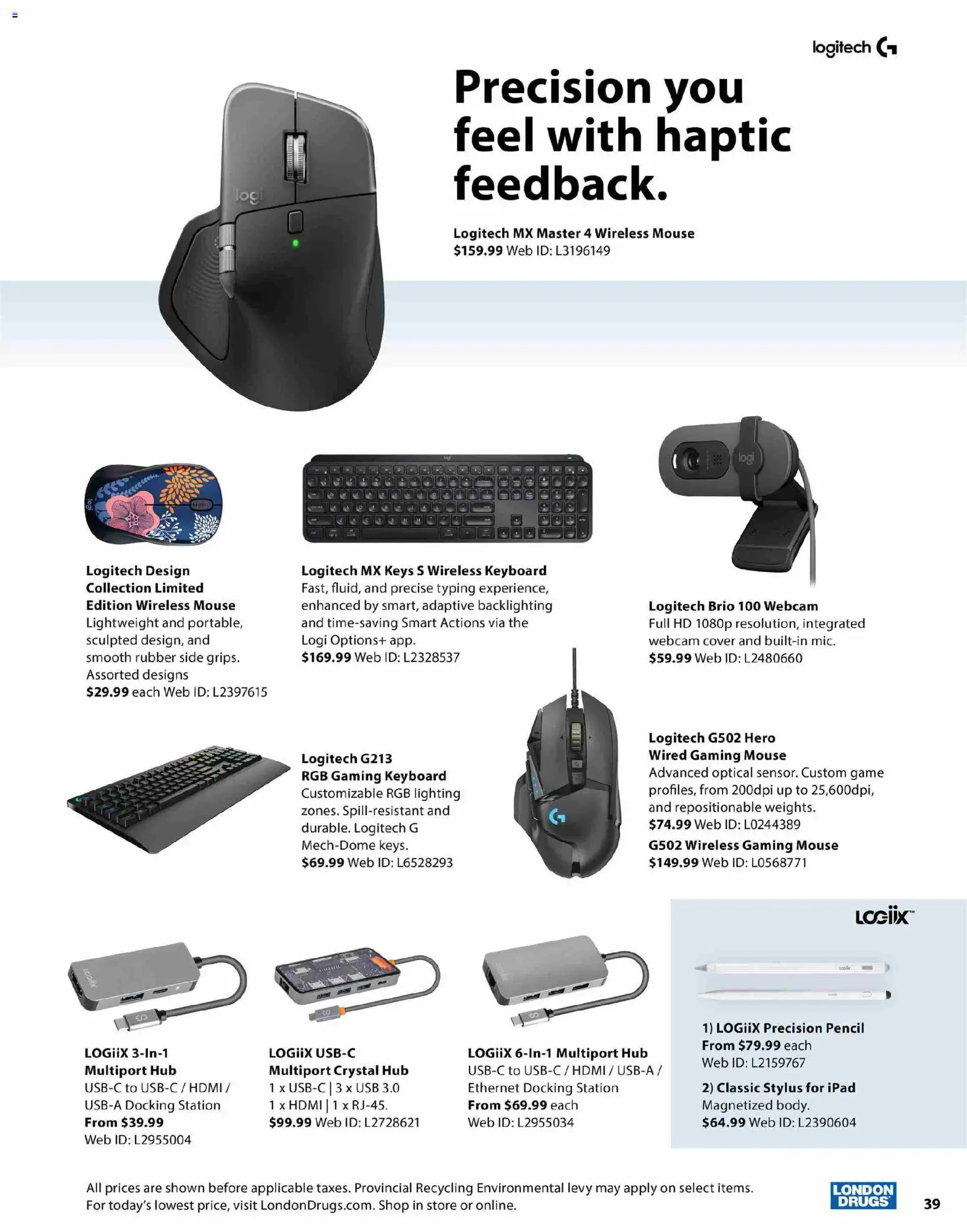 London Drugs flyer valid from 12.11.2025 | Page: 39 | Products: Mouse, Keyboard, Game