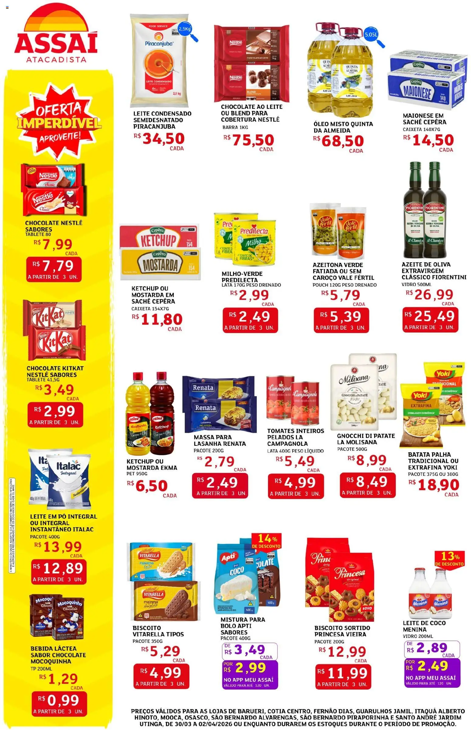 Assaí Atacadista Folheto - válido de 30.03.2026 | Página: 2 | Produtos: Biscoito, Óleo, Bolo, Mistura para bolo