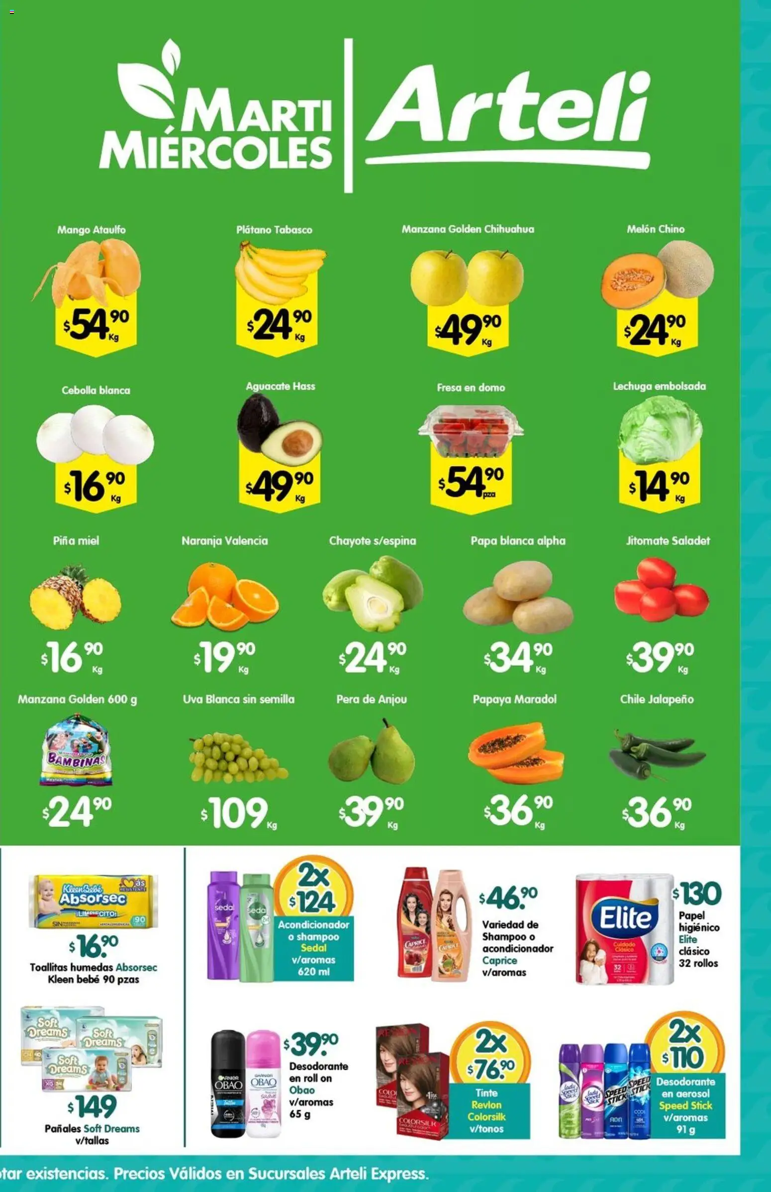 Nuevas ofertas de Arteli válidas en toda la República Mexicana desde el 10.03.2026. ¡Encuentra las mejores ofertas en Arteli folleto Express! | Página: 2 | Productos: Desodorante, Cebolla, Papa, Toallitas húmedas