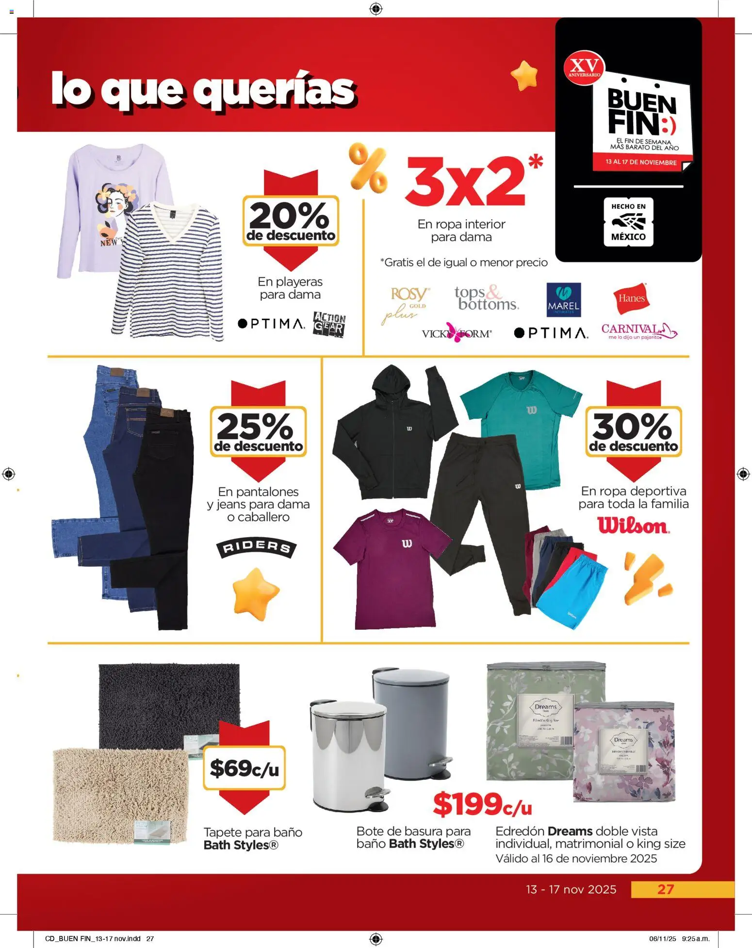 Nuevas ofertas de Chedraui válidas en toda la República Mexicana desde el 13.11.2025. ¡Encuentra las mejores ofertas en Chedraui Buen Fin! | Página: 27 | Productos: Ropa interior, Baño, Tapete, Bote de basura