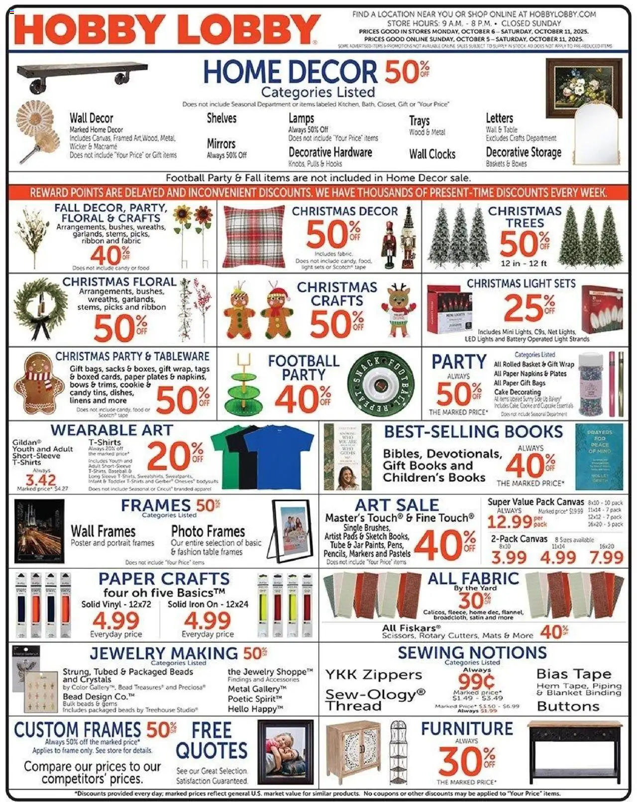 Hobby Lobby Weekly Ad - valid from 05.10.2025 | Page: 1 | Products: Blanket, Canvas, Battery, Pads