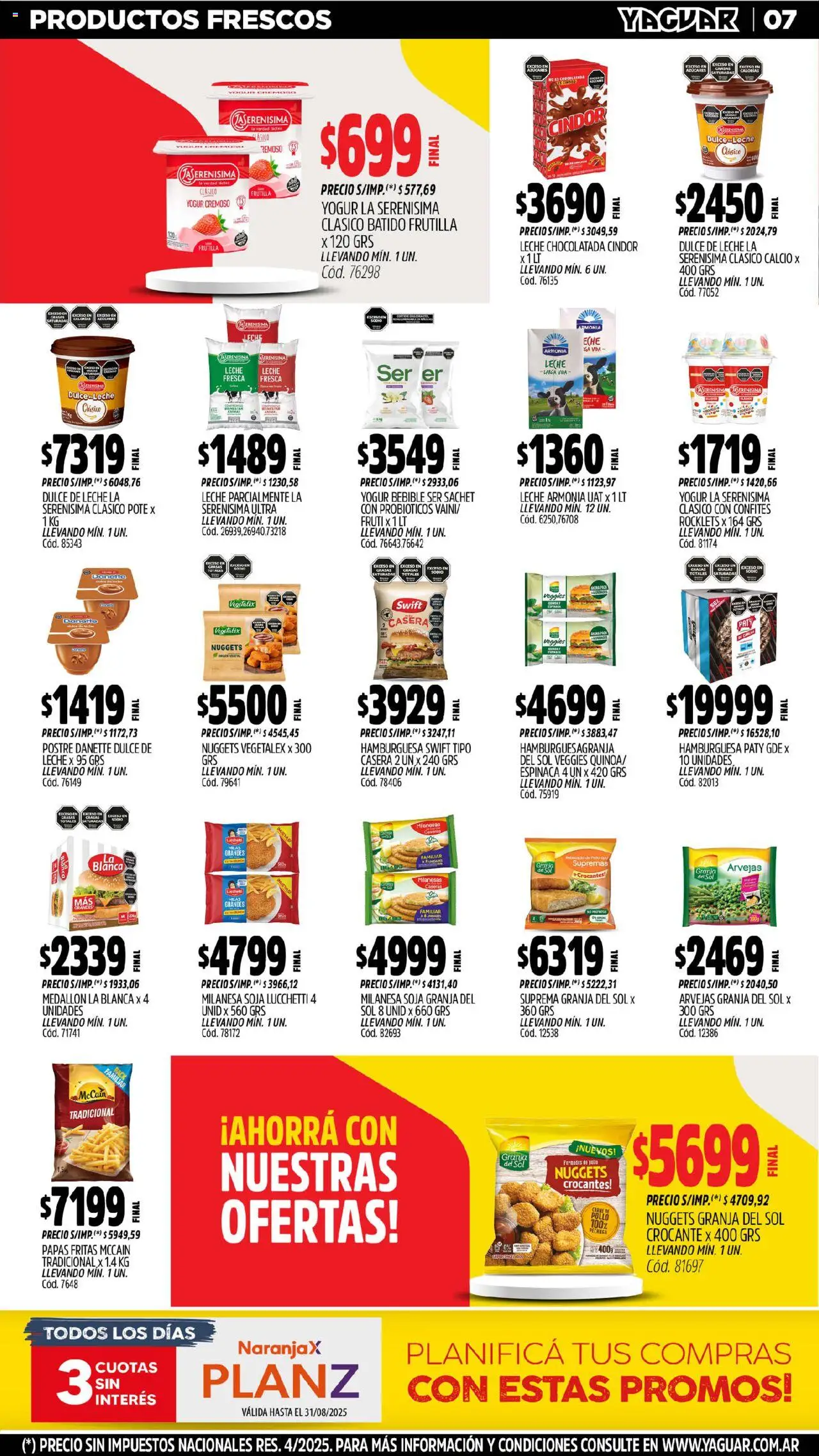 Yaguar - Chaco │ válido desde el 18.08.2025 | Página: 7 | Productos: Frutilla, Arvejas, Espinaca, Papas fritas