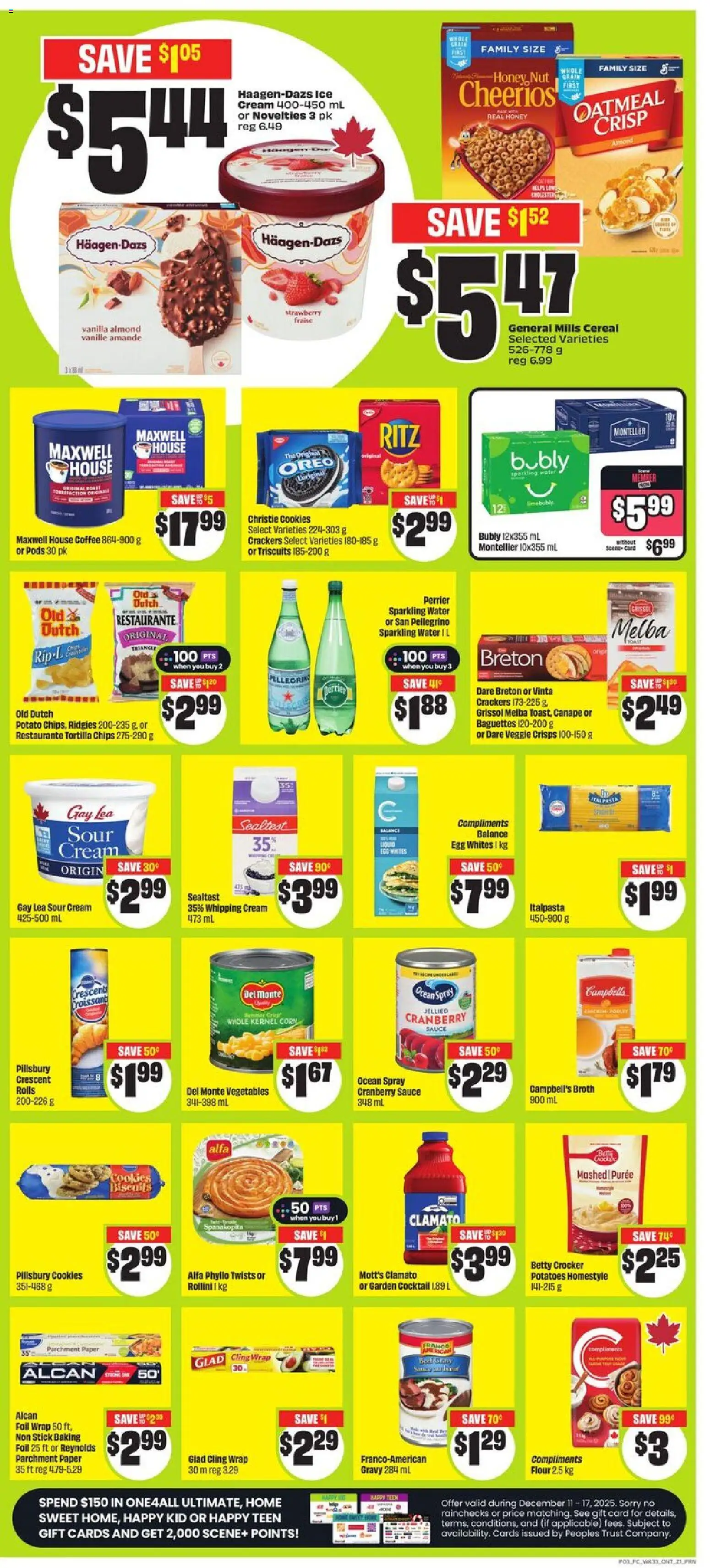FreshCo flyer valid from 11.12.2025 | Page: 4 | Products: Chips, Cream, Ice cream, Potatoes