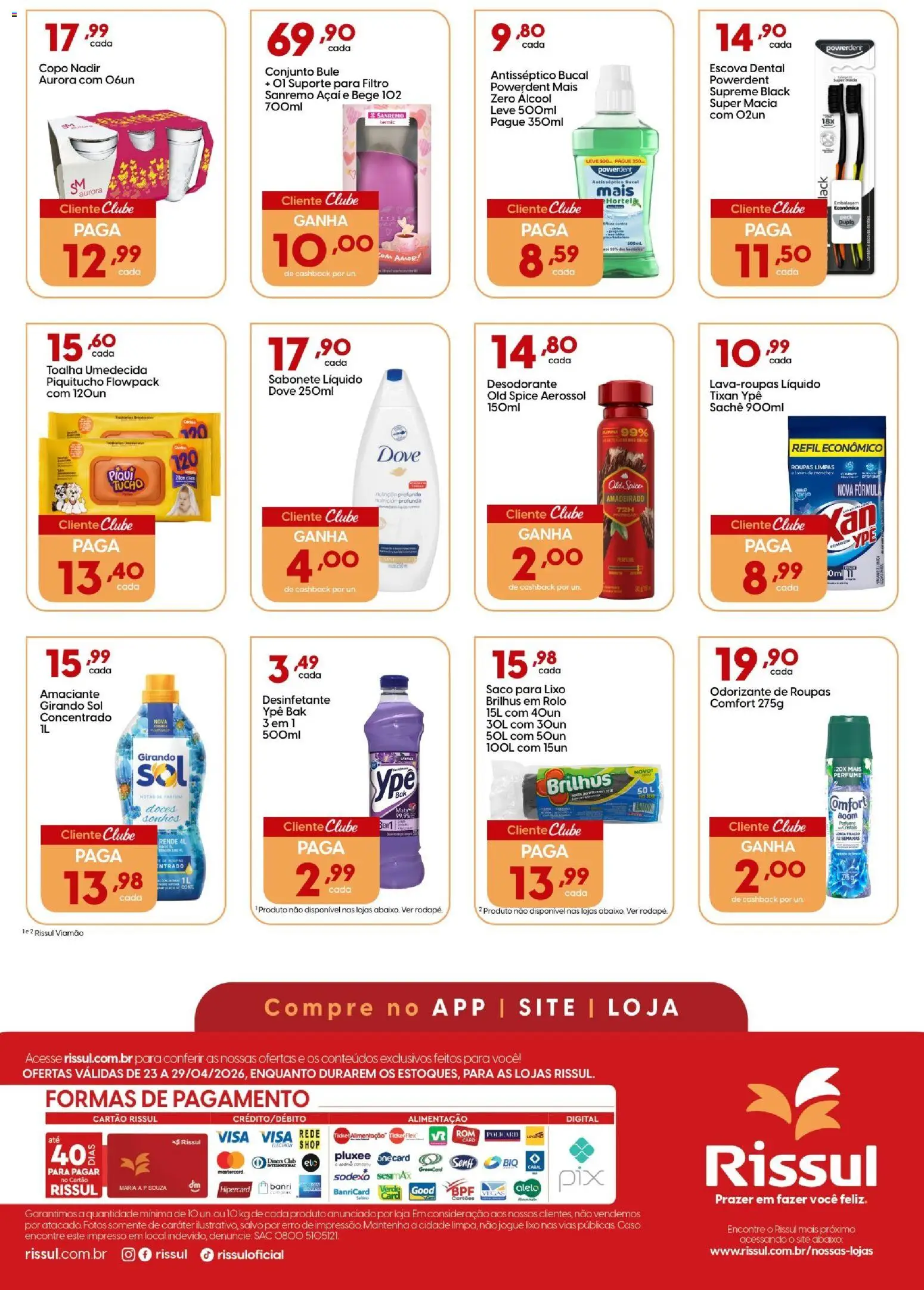 Rissul Folheto - válido de 23.04.2026 | Página: 3 | Produtos: Saco para lixo, Perfume, Escova, Desodorante