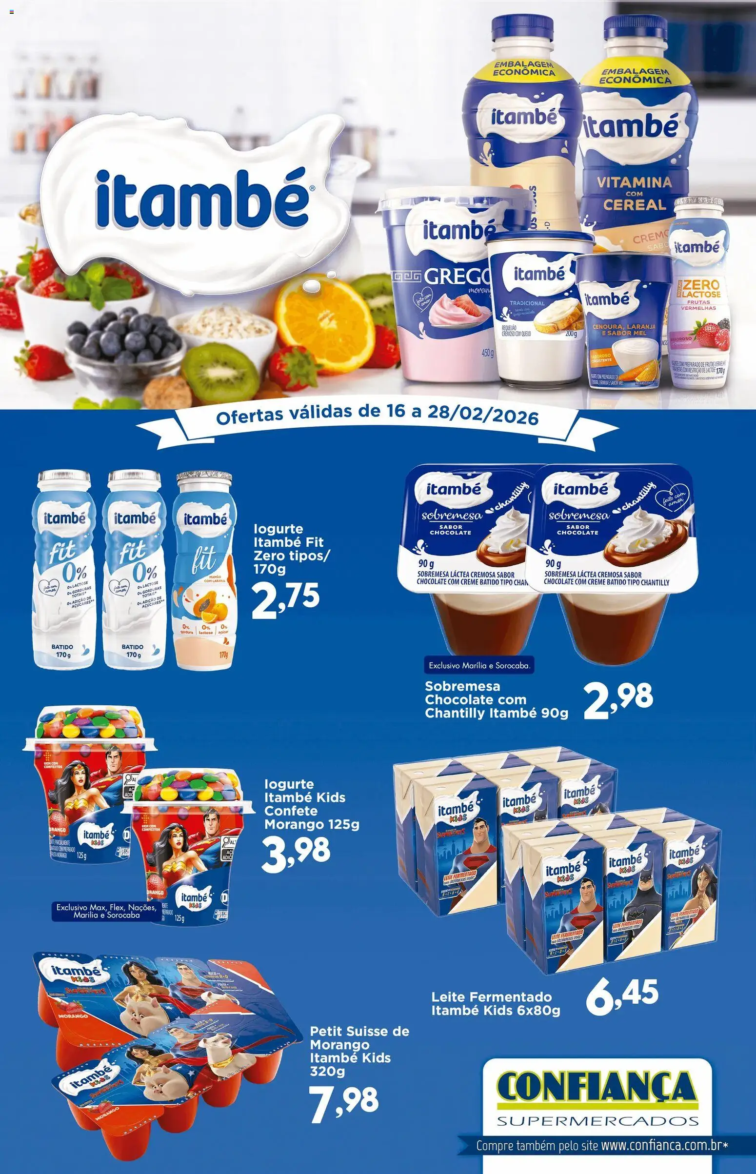 Confiança Folheto - válido de 16.02.2026 | Página: 1 | Produtos: Chocolate, Mel, Creme, Leite fermentado