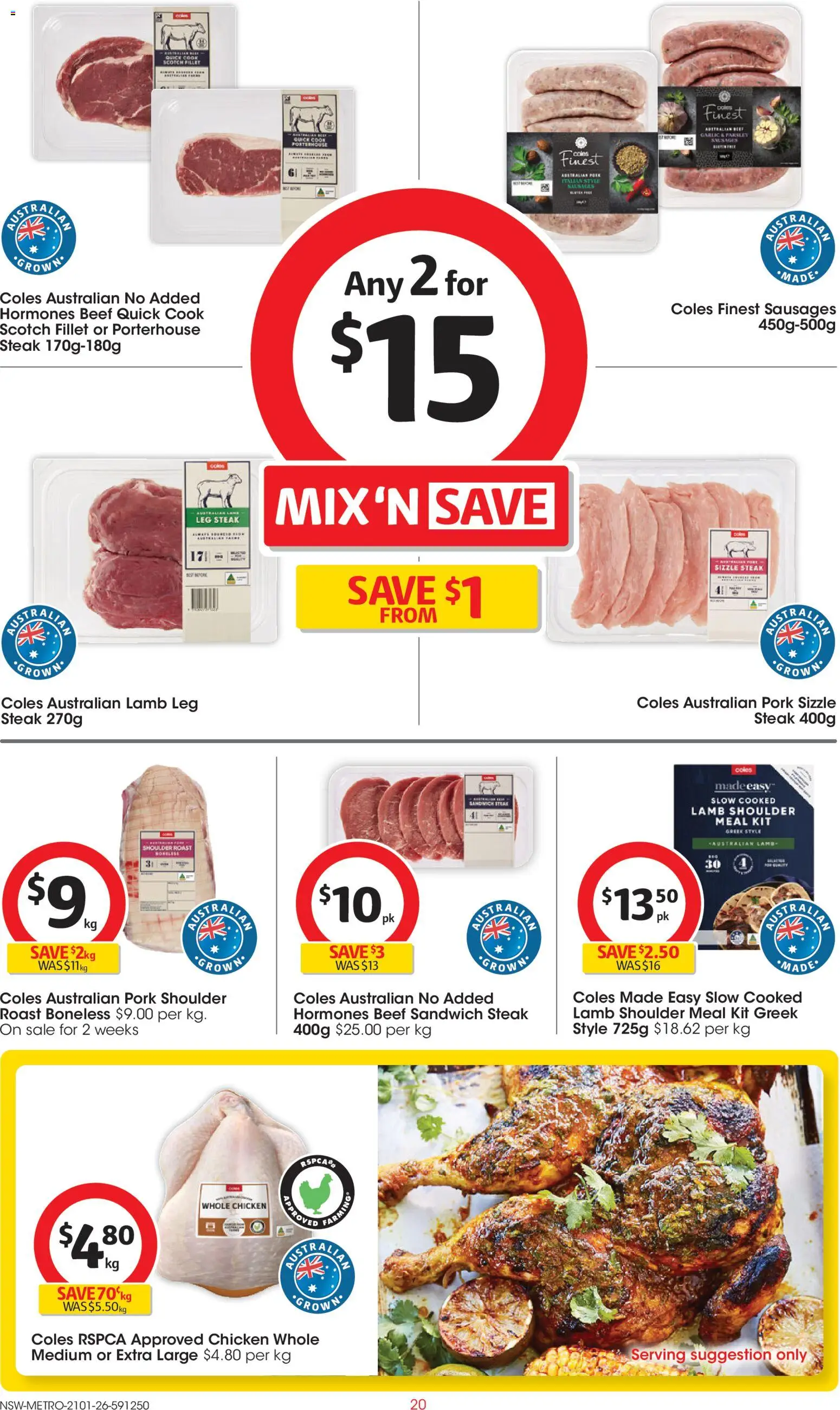Coles catalogue - valid from 21.01.2026 | Page: 20 | Products: Chicken, Pork, Lamb, Parsley
