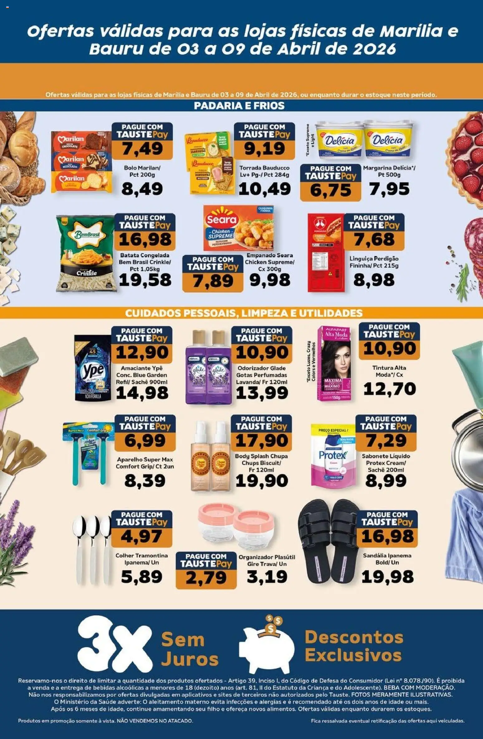 Tauste Folheto - válido de 03.04.2026 | Página: 2 | Produtos: Linguiça, Chocolate, Bolo, Amaciante